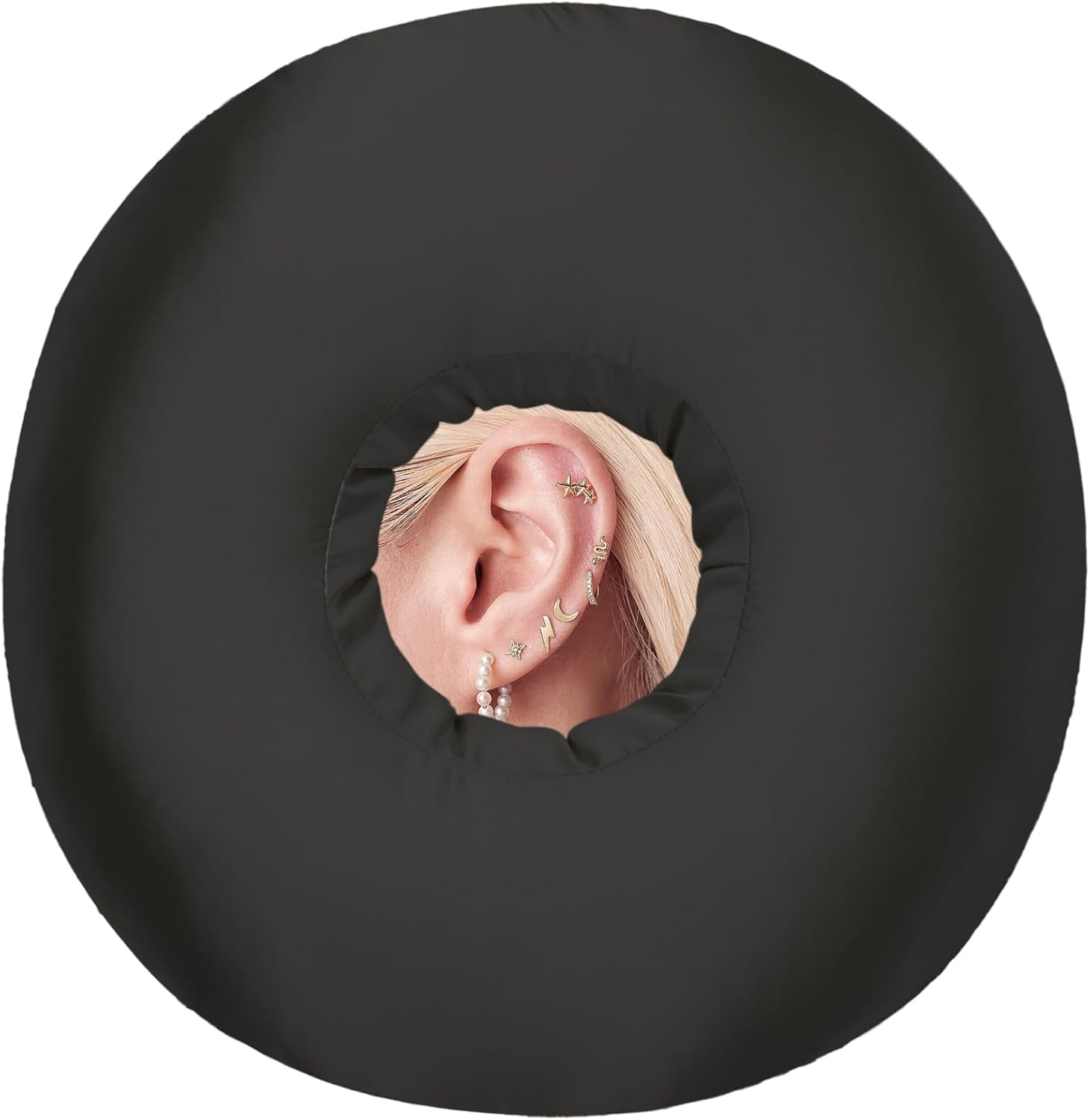 Hapipoppy Silky Ear Piercing Pillows with Hole for Side Sleepers Donut Pillow Ear Pain Relief CNH Pressure Sore Ear Guard Satin Coral