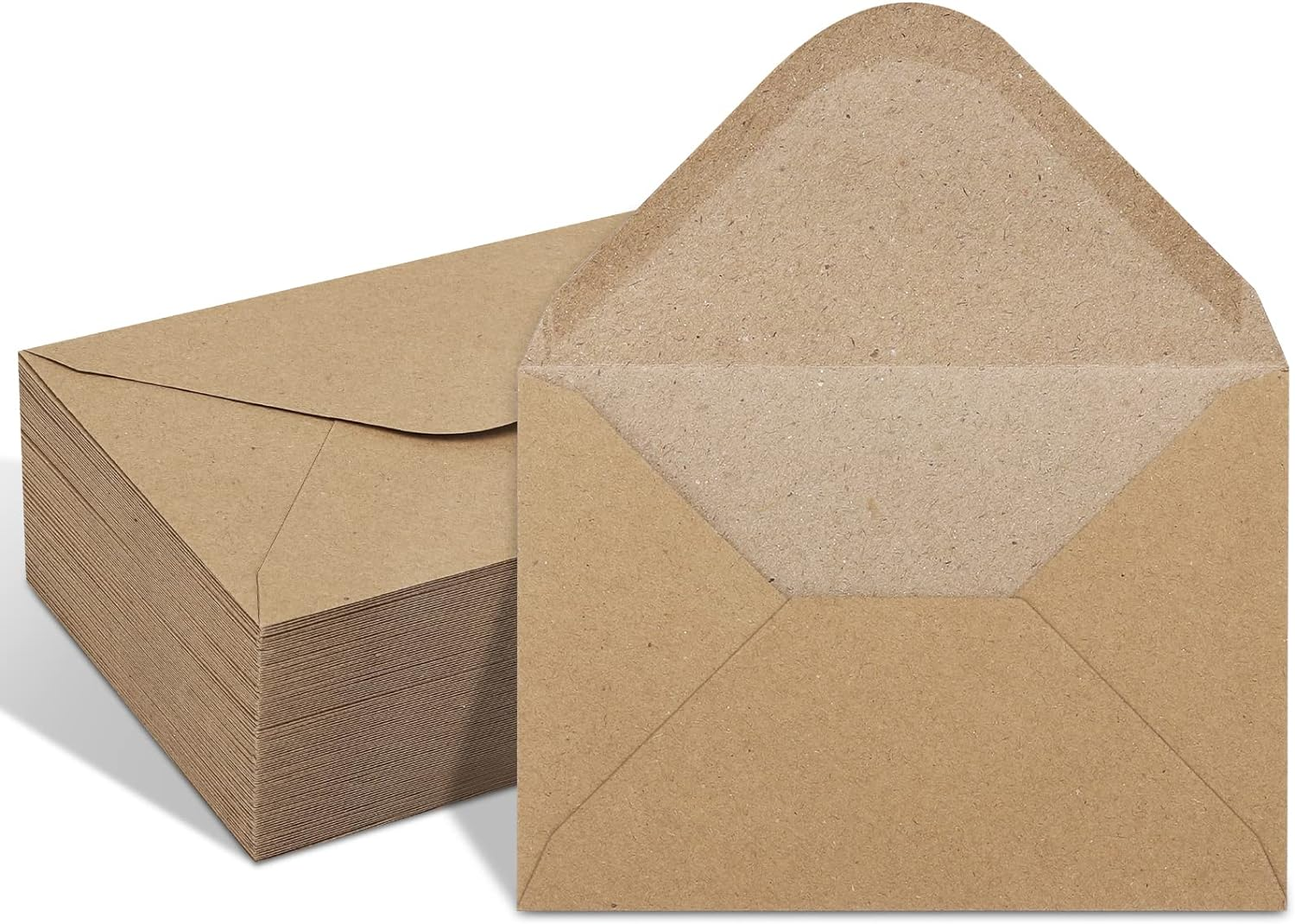 100 Pack Kraft 4X6 Envelopes, Contour Flap A4 Envelopes for Engagement Invites, Weddings Invitation, Announcements, Baby Shower, Perfect for RSVP Card 120Gsm, 4.5 X 6.4 Inches - 100% Recycled
