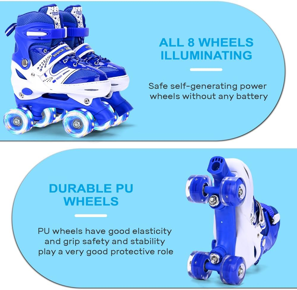 Adjustable Roller Skates for Girls and Kids - 4 Sizes with Light-Up Wheels, Fun Illuminating Pink Skates for Beginners image number 5