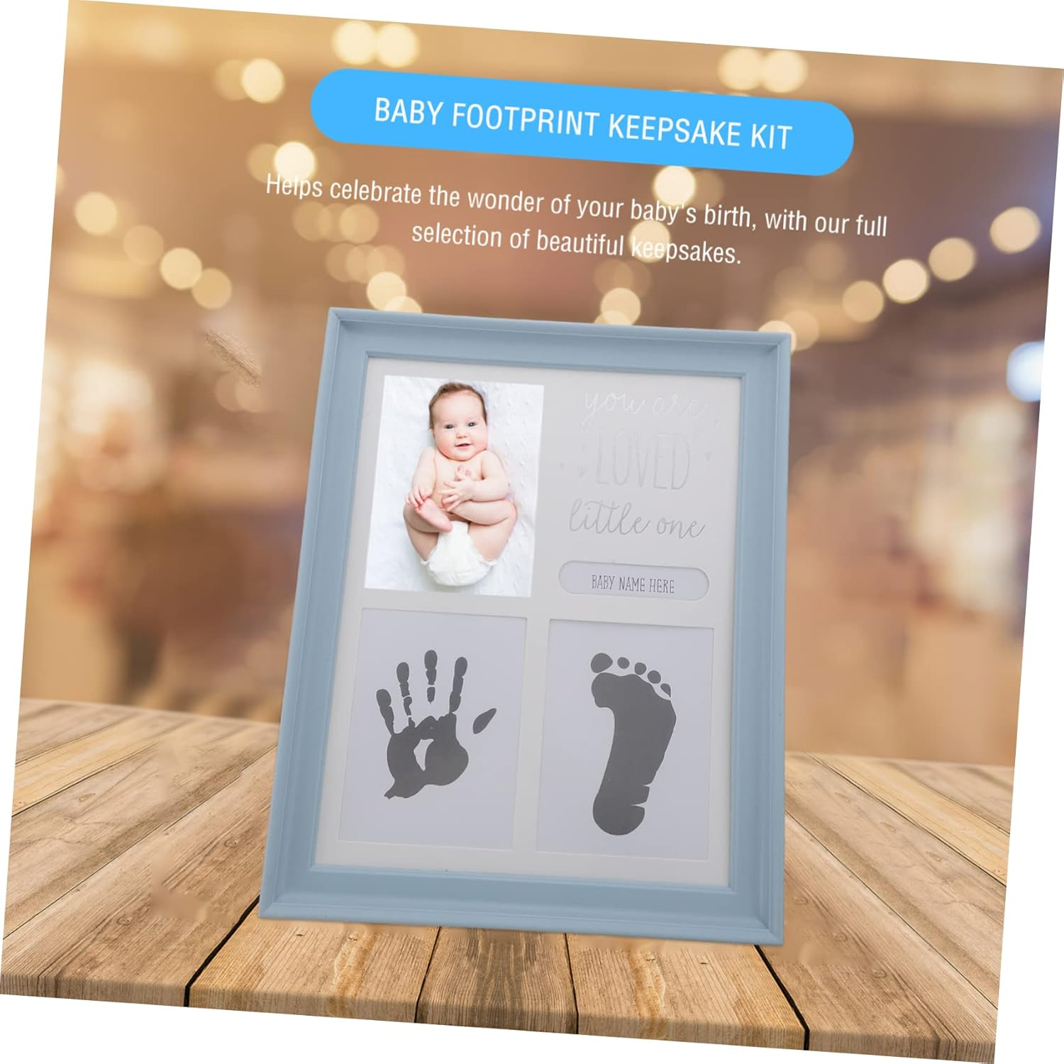 Kisangel Baby Hand and Footprint Inkpad Kit Photo Frame Newborn Keepsake Frame Artistic Display Plastic image number 2