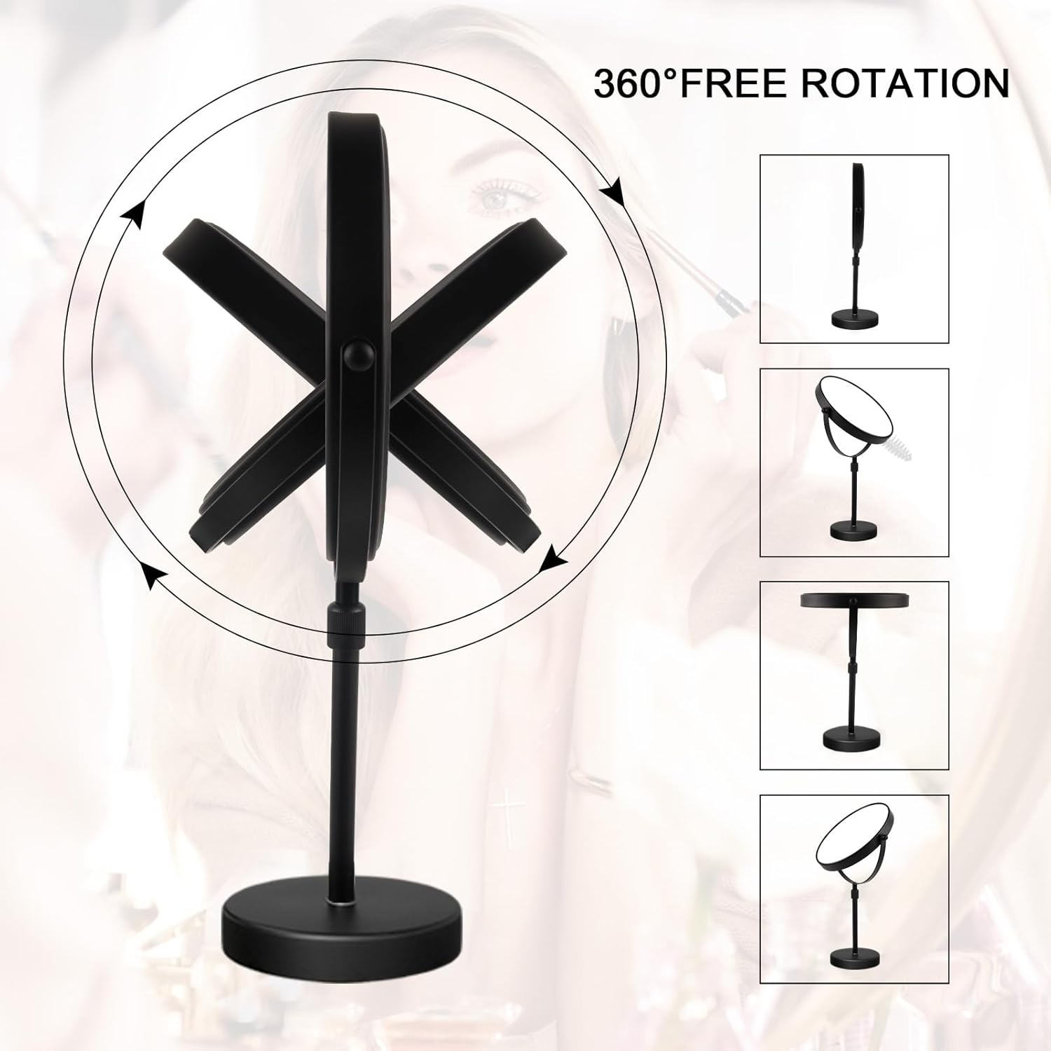 Nicesail Higher Taller Tabletop Makeup Mirror of 8 Inch, 5X Magnified Makeup Mirror Countertop Standing, Height Adjustable, Double Sided Mirror in Matte Black (8 Inch, 5X)&hellip;