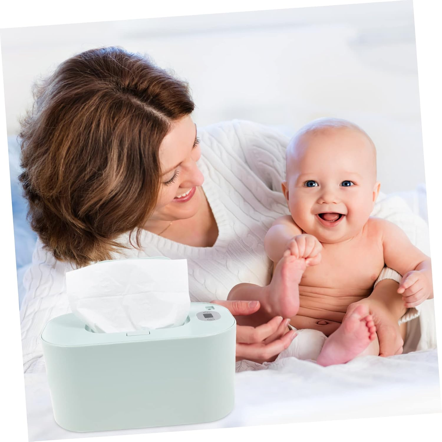 Portable USB Baby Wipe Warmer Tissue Dispenser Intelligent Temperature Control, Green Wet Tissue Warmer for Home and Car Use