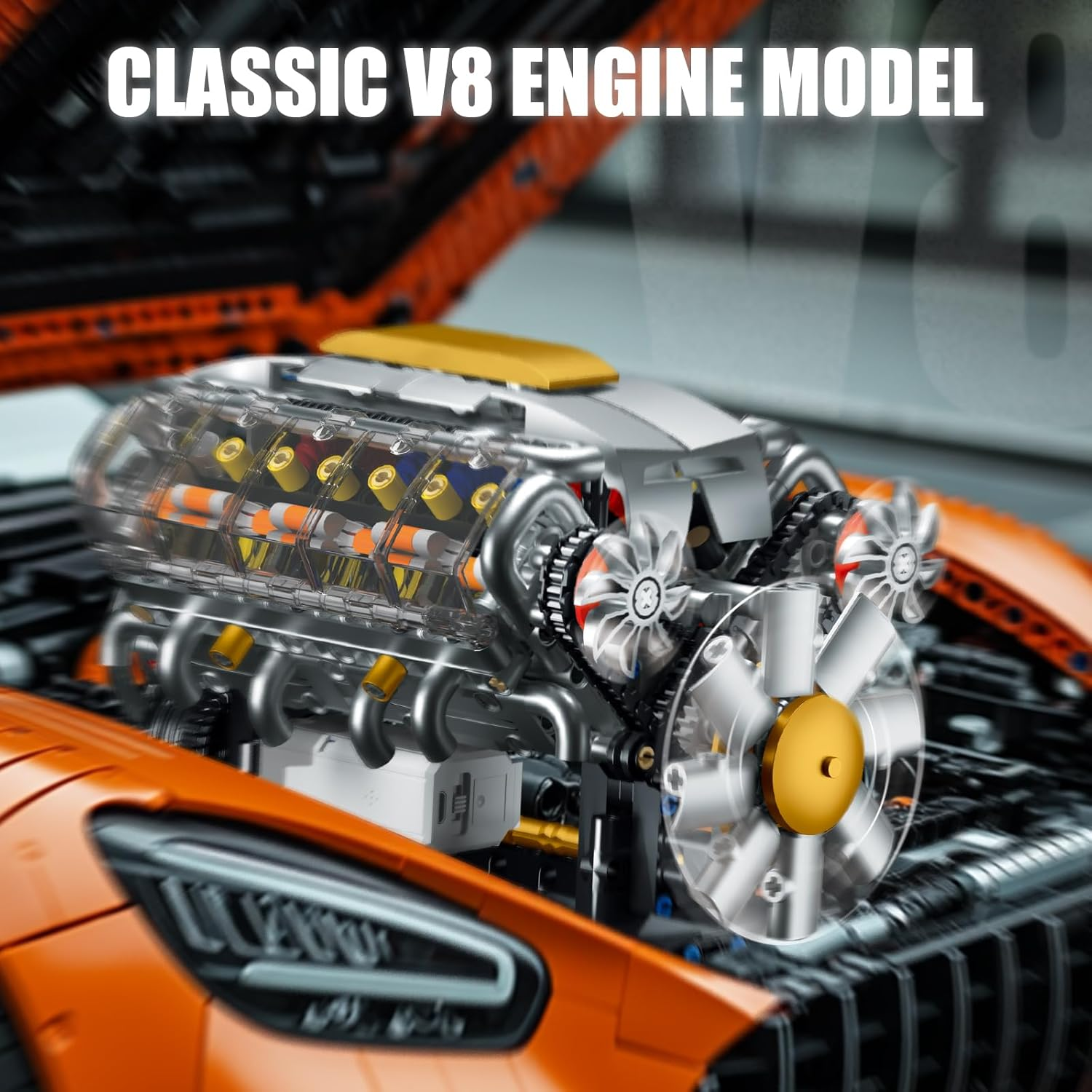 YEECHAO V8 Engine Building Kit for Adults, Build Your Own Mini V8 Engine Model Toy with Sounds for Display, Compatible with  for Boys 8-14, Musical STEM Building Project for Kids Teens (692 PCS) image number 4