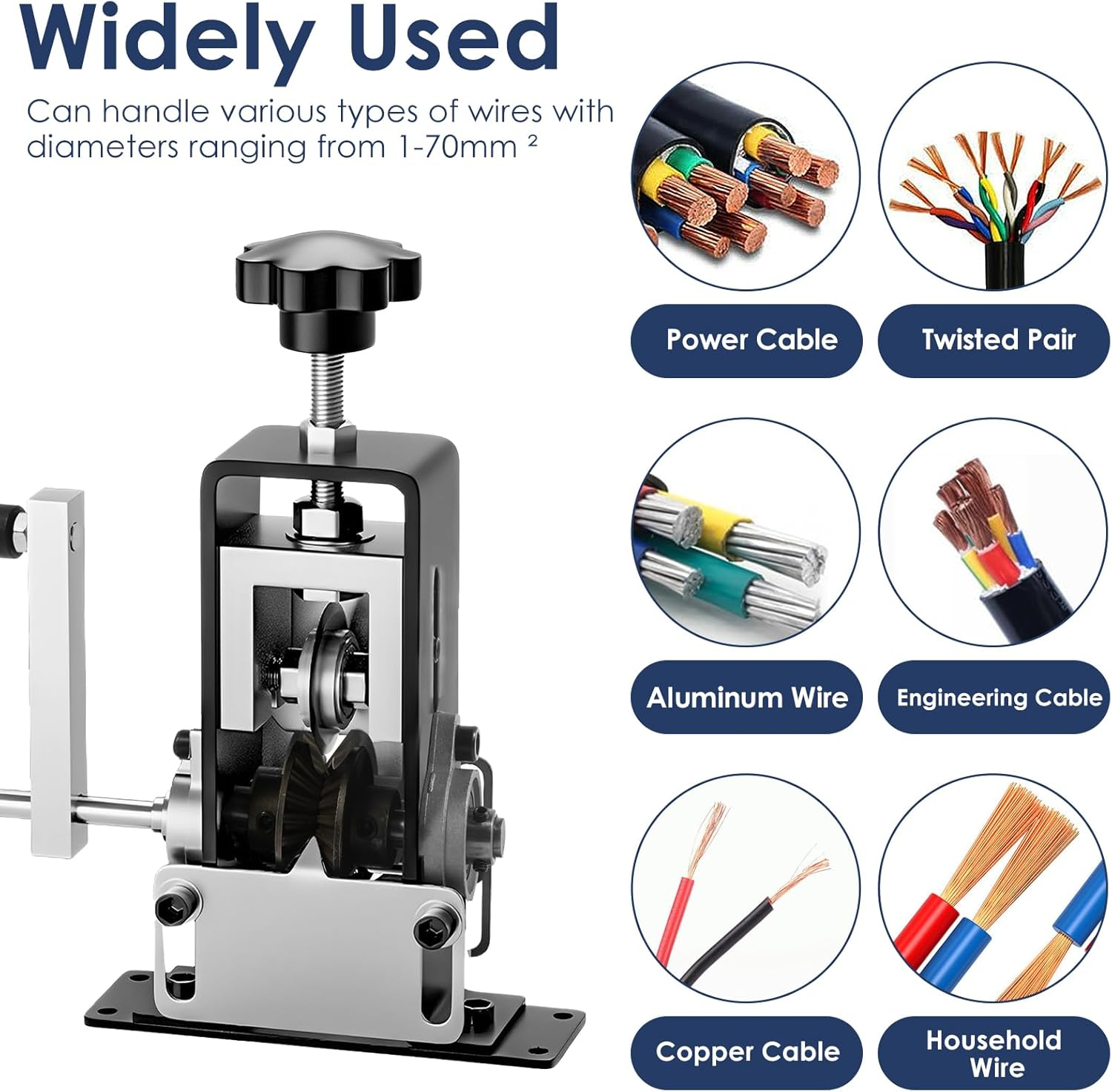Djapwpx-Wire Stripper Machine Portable Copper Wire Stripper with Hand Crank High Carbon Steel Manual Wire Stripping Machine Multipurpose Wire Stripper Tool for Scrap Copper Wire Recycling image number 2