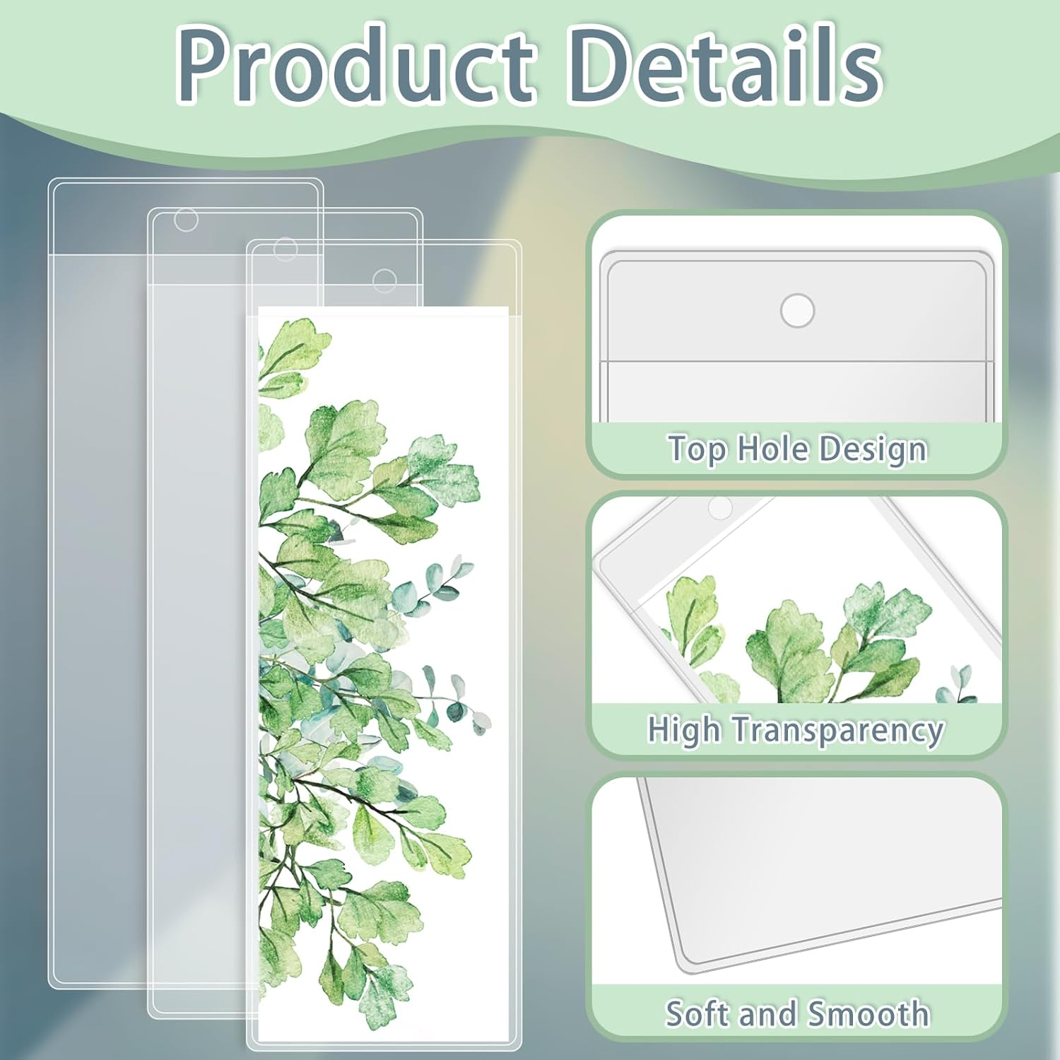 DSYIL Clear Bookmark Sleeves, 200 Pcs Plastic Bookmark Holder, DIY Bookmarks & Photo Strips, 2.37 X 6.3 Inches image number 2