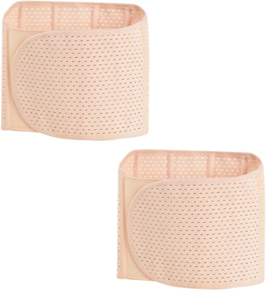 HANABASS 2Pcs Postpartum Maternity Belly Bands Abdominal Binder Set XL Polyester Belly Brace Support Belts for Women Recovery and Shaping Beige image number 3