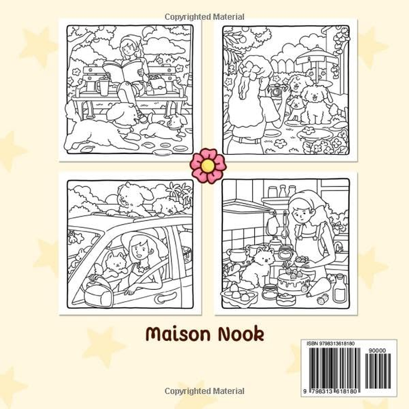 Fluffy Moments: a Coloring Book for Teens and Adults Featuring Adorable Cats & Dogs Illustrations for Stress Relief and Relaxation