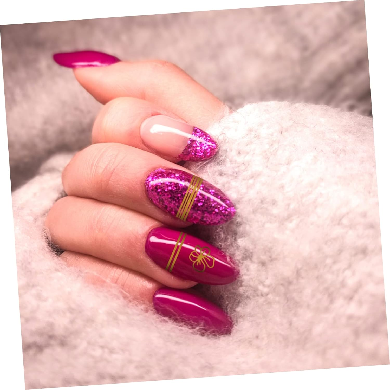 MOTHNUR Gold Nail Art Stickers 10Pcs Mixed Shapes 3D Metallic Manicure Nail Decorations Self-Adhesive for DIY Salon and Home Use Random Style image number 1