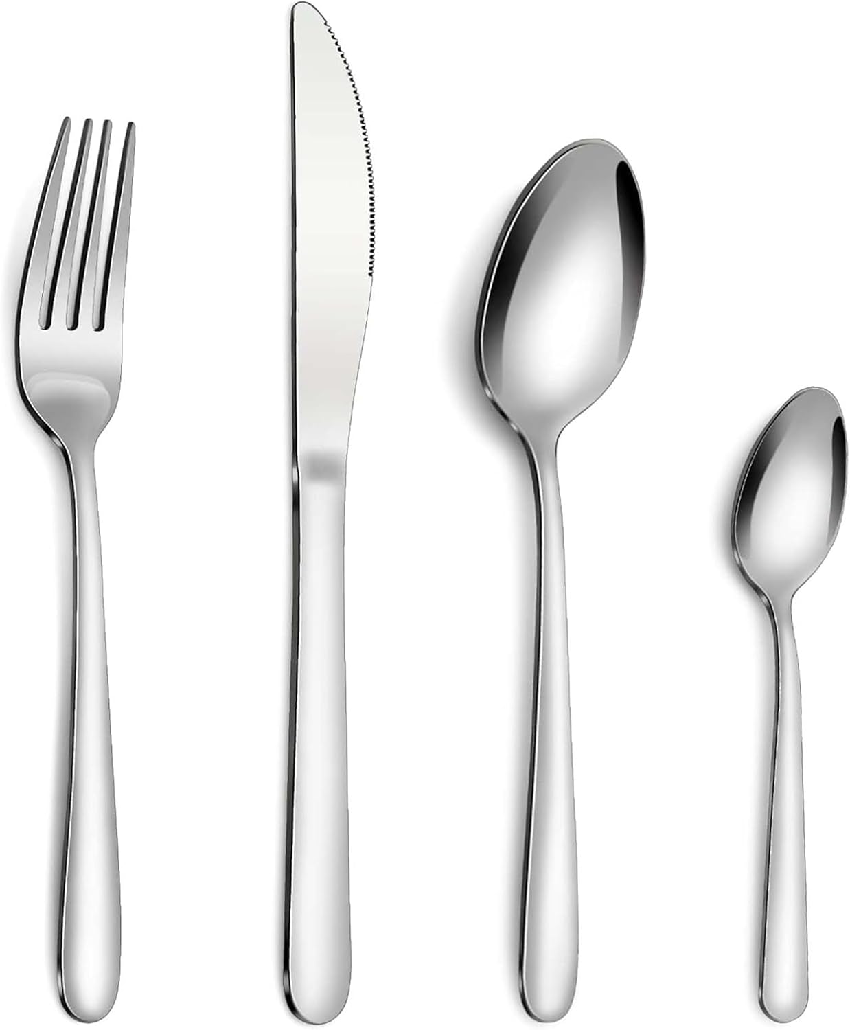 BEWOS 32 Piece Stainless Steel Cutlery Set - Service for 8, Tableware Set with Spoons Knives and Forks Set, Dishwasher Safe & Easy Clean, Mirror Polished Cutlery for Parties/Weddings/Outdoor Picnics image number 1