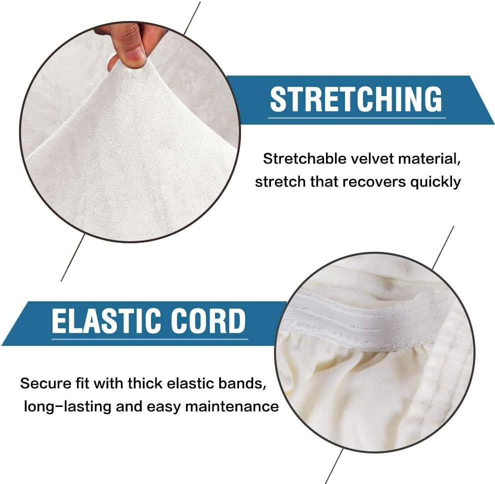 Smarcute Stretch Velvet Dining Chair Covers Set of 6 Chair Covers for Dining Room Parsons Chair Slipcover Chair Protectors Covers Dining, Feature Thick Soft Velvet Fabric, N.Ivory image number 7