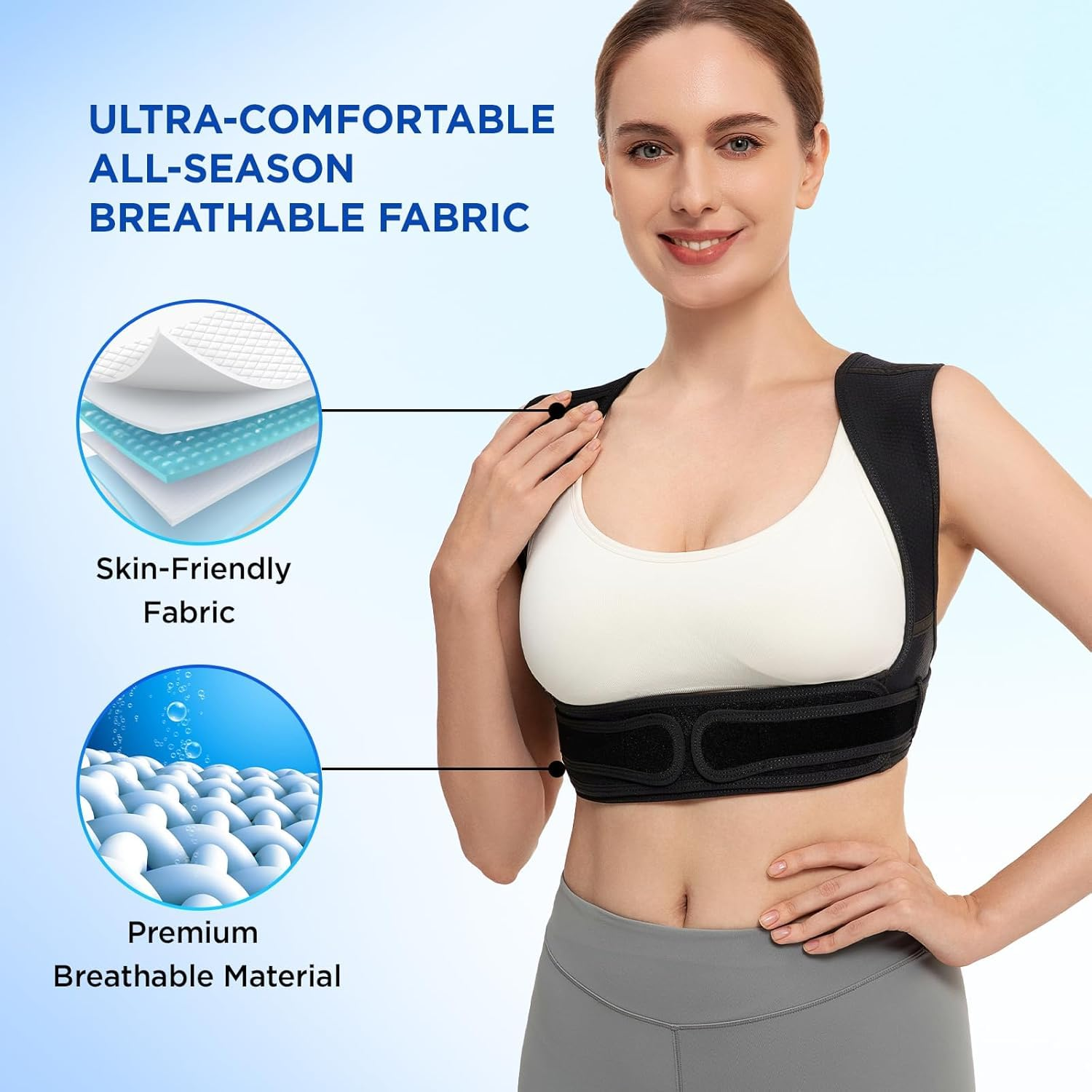 Posture Corrector for Women and Men- Adjustable Upper Back Brace Support - Shoulder Straightener, Breathable Back Straightener Back Corrector Posture Improve and Neck, Back, Shoulder Pain Relieve image number 3