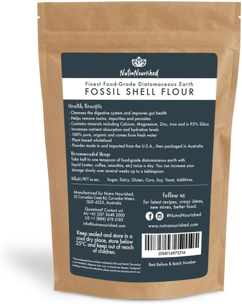 Food Grade Diatomaceous Earth 250G - Fossil Shell Flour Powder for Detoxification, Digestive Health, and Natural Wellness - Organic and Silica Rich Mineral Supplement image number 2