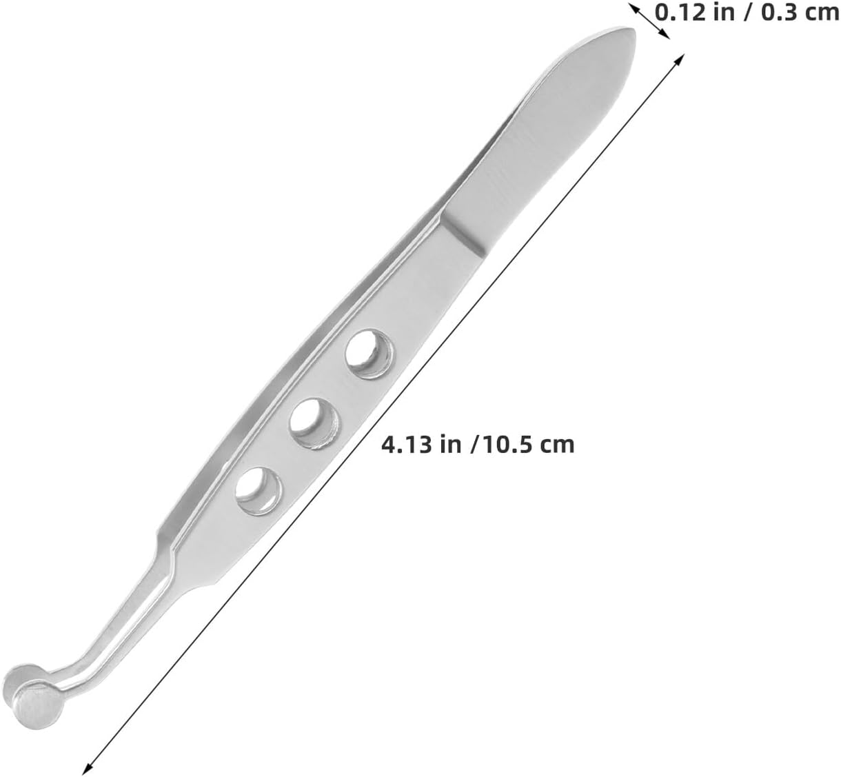Beavorty 2Pcs Meibomian Gland Massage Forceps round Tip Stainless Steel Eyelid Care Tools for Dry Eyes Home Use image number 2
