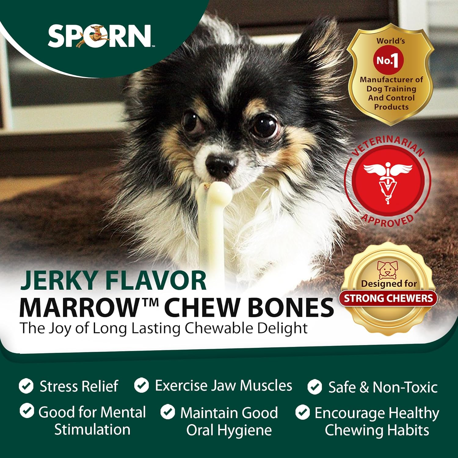 Sporn 33810 Yuppie Puppy Marrow Bone Chew Toy, Small, White image number 3