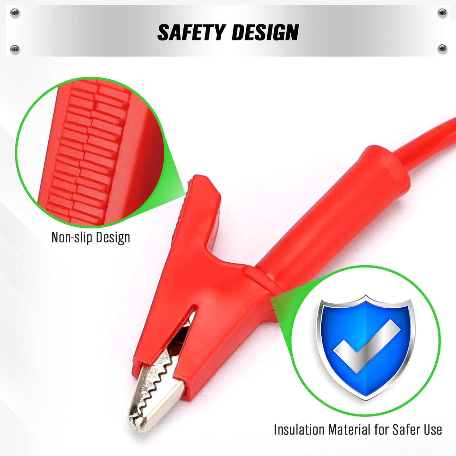 SWANLAKE 2-Piece Dual-Ended Alligator Clip Test Leads, 1000V 15A 3.5Ft/1M Electrical Alligator Clips, Flexible Copper Cable Crocodile Clip, Electrical Wires with Gator Clips image number 2