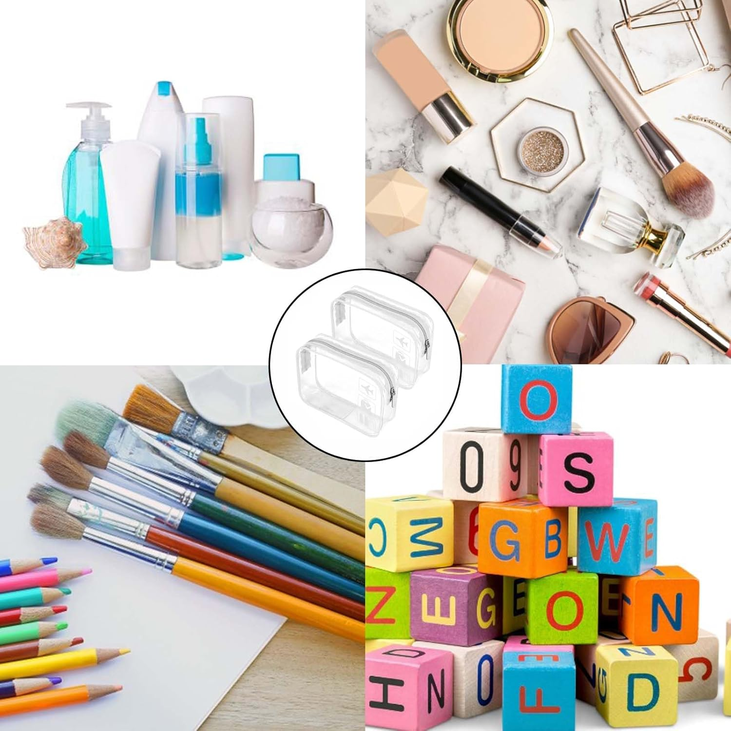 ZPLASK 2 Pcs Airport Security Liquids Bags, Clear Travel Toiletries Bag, Clear Toiletry Bag Carry on Liquid Bag Clear Shower Bag for Travel Accessories Wash Bag for Travelling and Holiday, image number 2