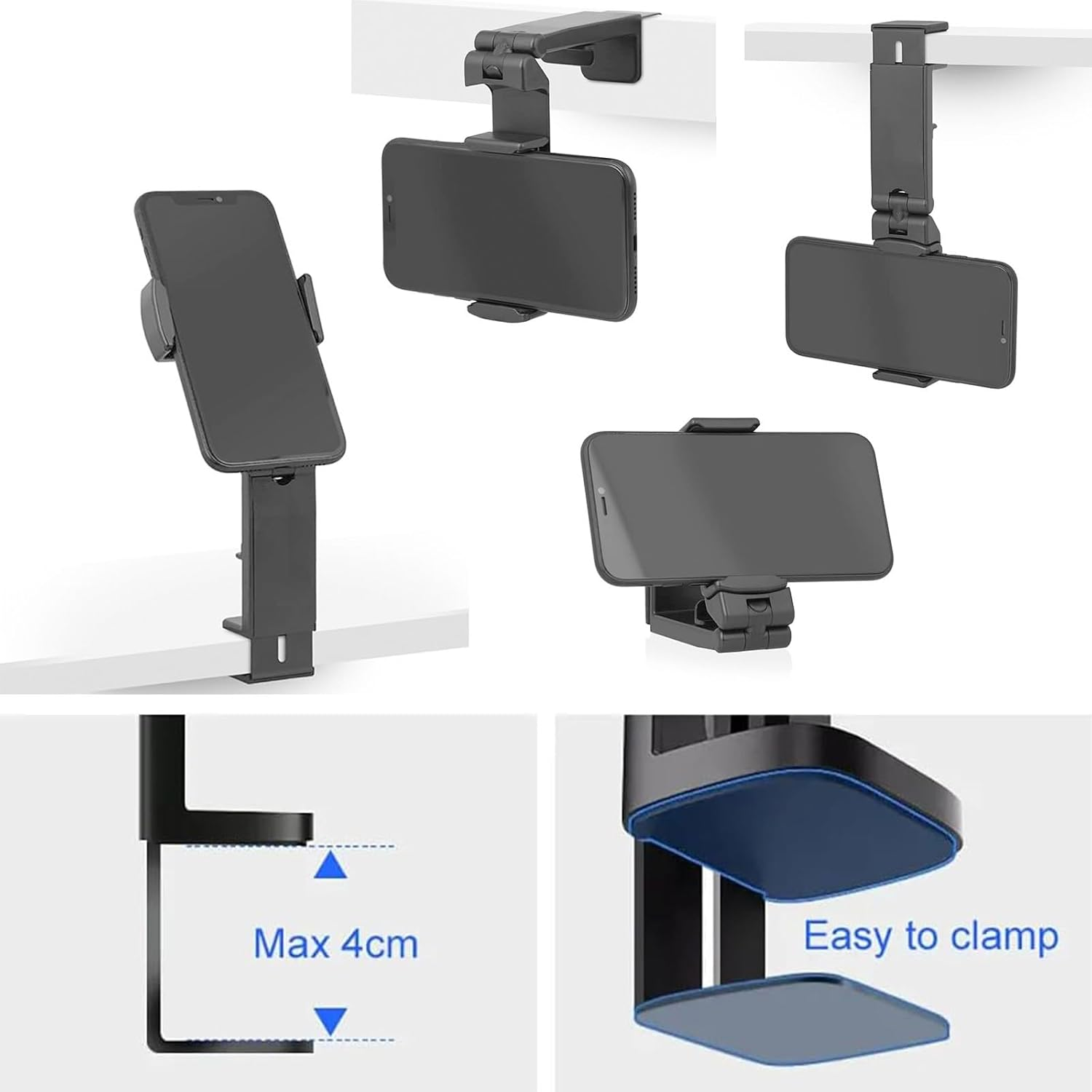 Airplane Phone Holder with 360&deg; Rotation, Universal Portable Travel Must Haves Handsfree Phone Stand for Table/Kitchen/Desk, Foldable Smartphone Stand for Plane Travel Essentials Phone Mount image number 6