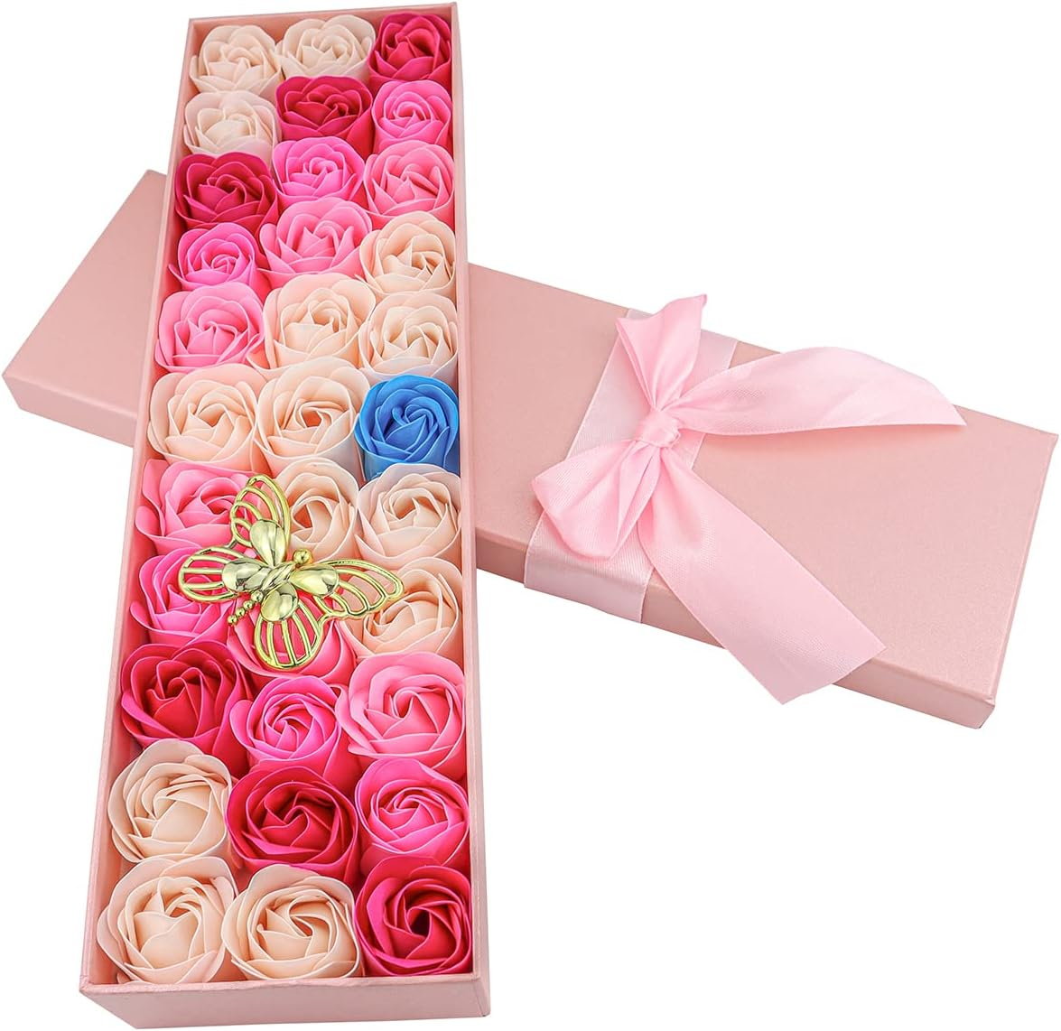 JIALEEY 33 PCS Floral Scented Bath Soap Rose Flower Petals, Plant Essential Oil Rose Soap Set Gifts Ideas for Her Women Girls Mom Valentine'S Day, Pink Gift Box image number 5