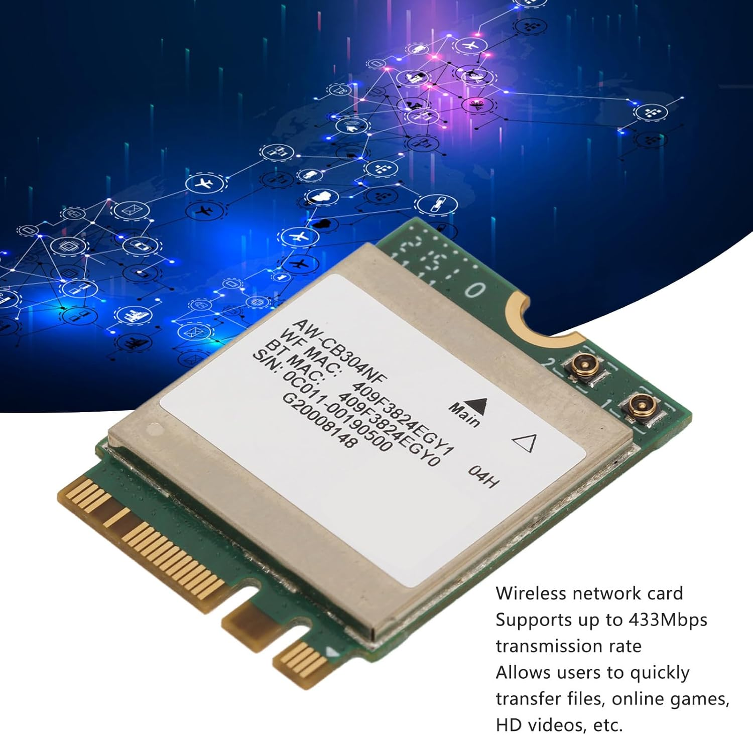 RTL8821CE Network Card, 433Mbps M.2 NGFF Network Adapter, BT4.2 Wifi Network Ethernet Adapter for 7 8 10
