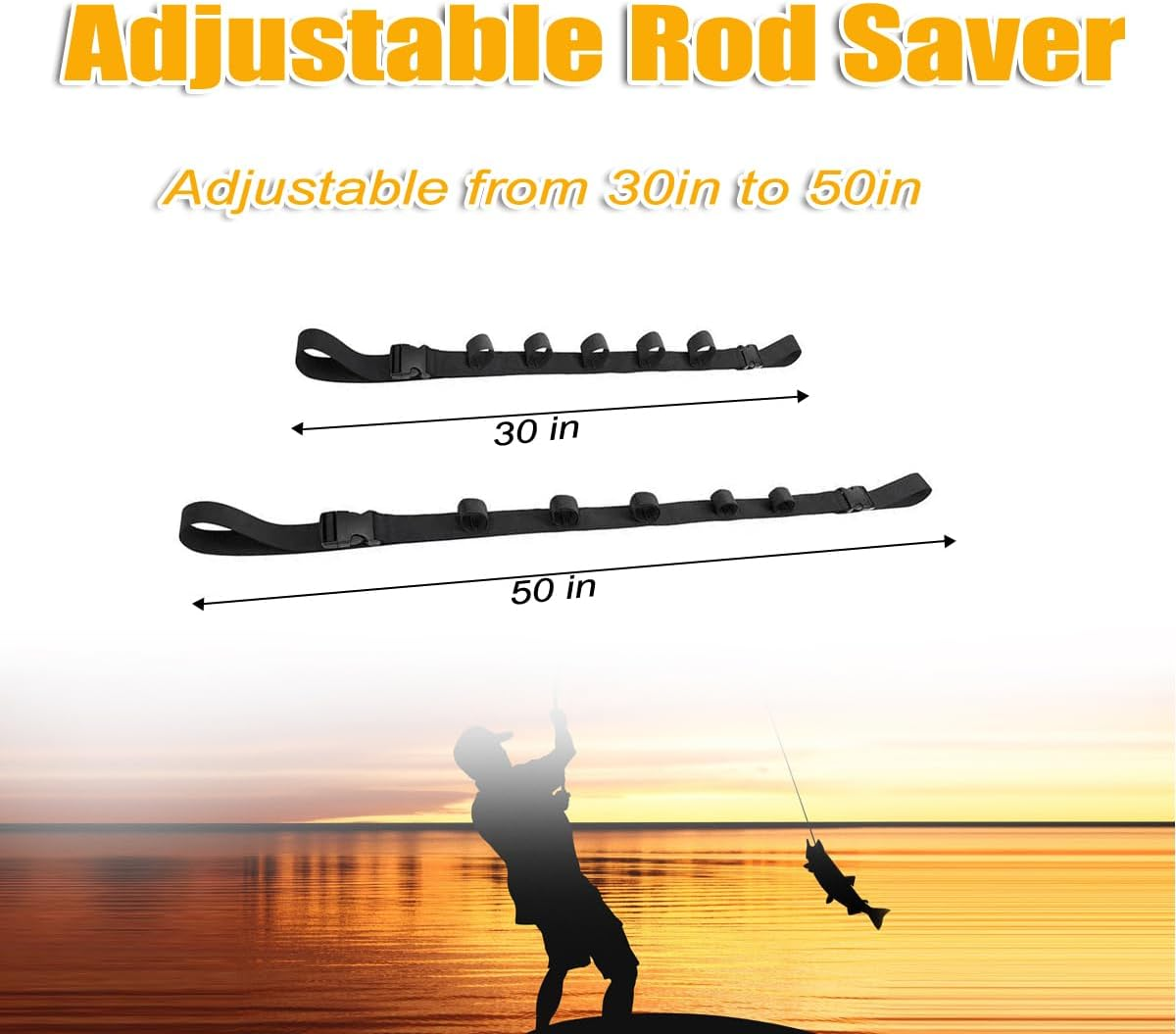 5 Rod Capacity Nylon Car Fishing Rod Carrier Heavy Duty Adjustable Fishing Pole Strap for Trucks Suvs Vans image number 4