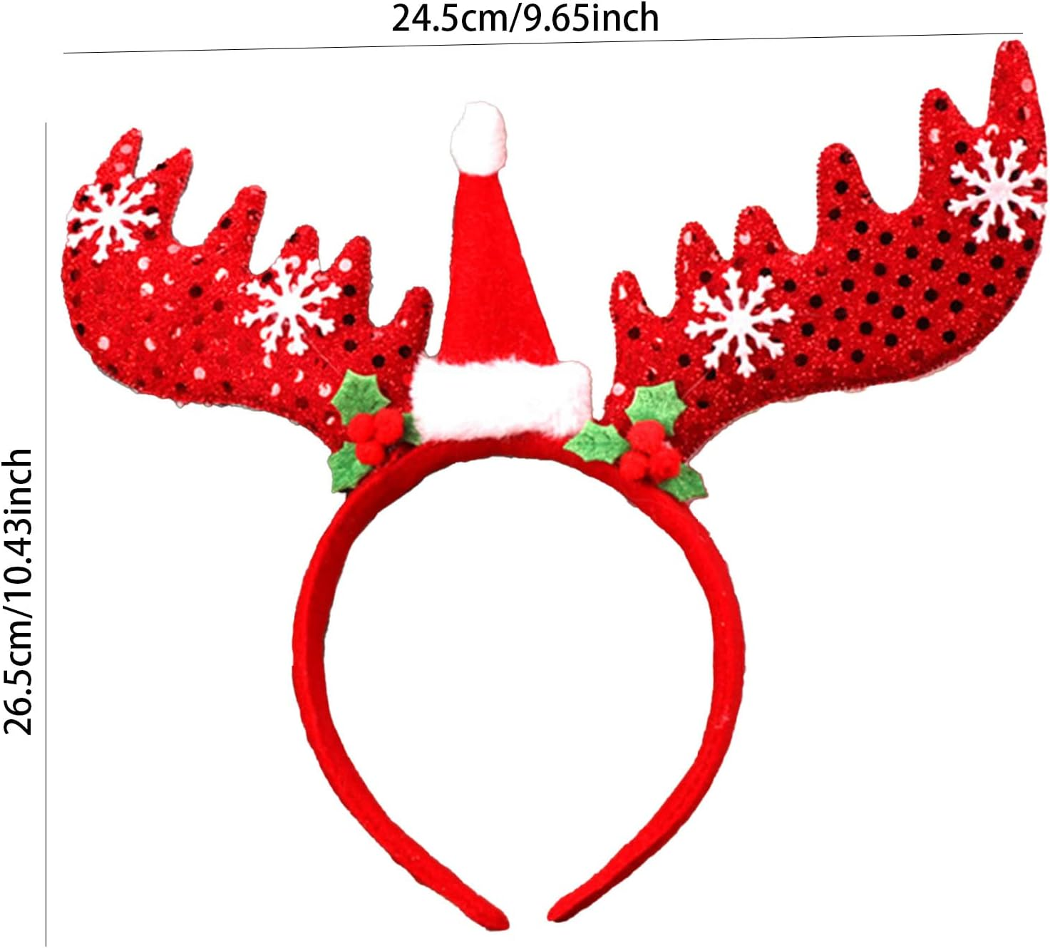 Aoozleny Headbands for Christmas, Reindeer Antler, Santa Hat Headband Hats,Set of 3 image number 4