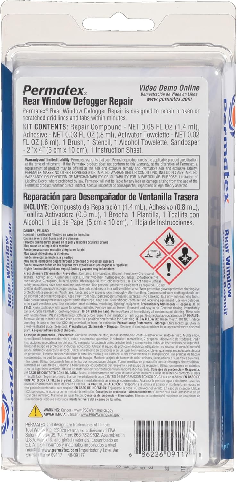 Permatex 09117 Complete Rear Window Defogger Repair Kit