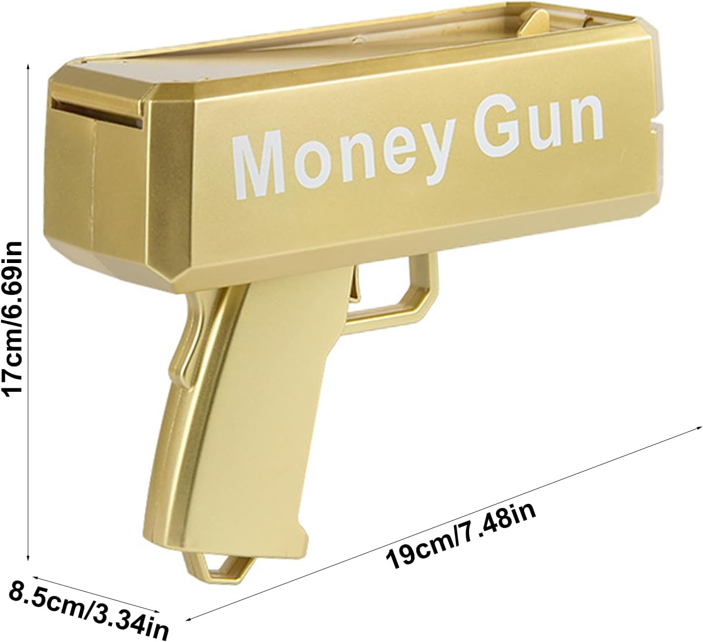 Super Money Gun Shooter,Make It Rain Cash Guns Prop Bill Dispenser Moneys Shooter with 100 Pcs Prop Money (Gold) image number 3