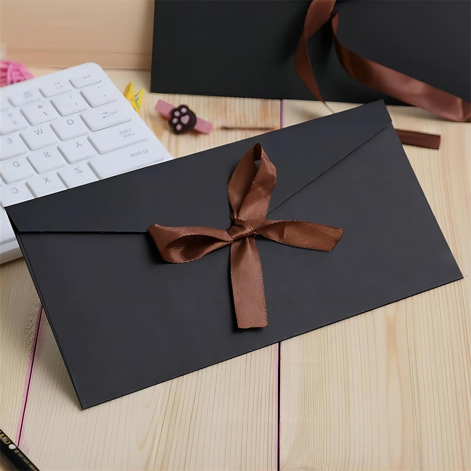 12 Pcs Coloured Envelopes,Vintage Envelope,Long Bow Envelope,Vellum Envelopes 22X 11 Cm,4 Colours - Blue image number 7