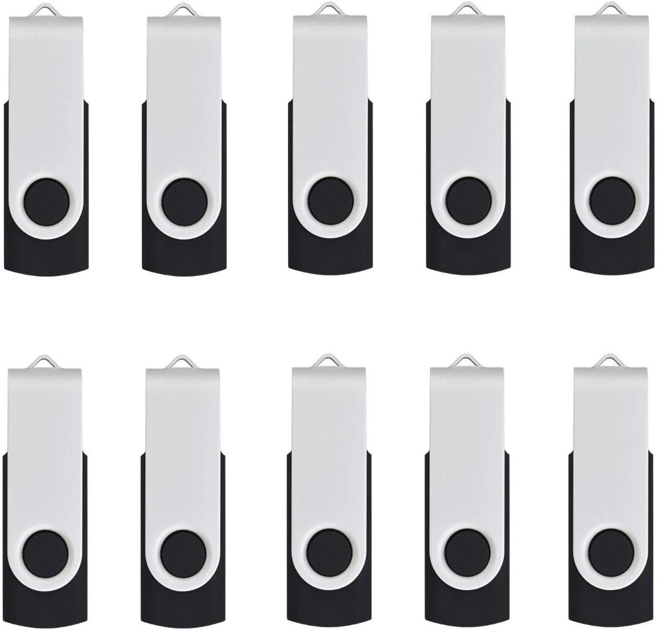 Wholesale 10 Pack 1MB-32GB Bulk Pack USB Flash Drives Swivel Thumb Drive Memory Stick, Black (1GB)