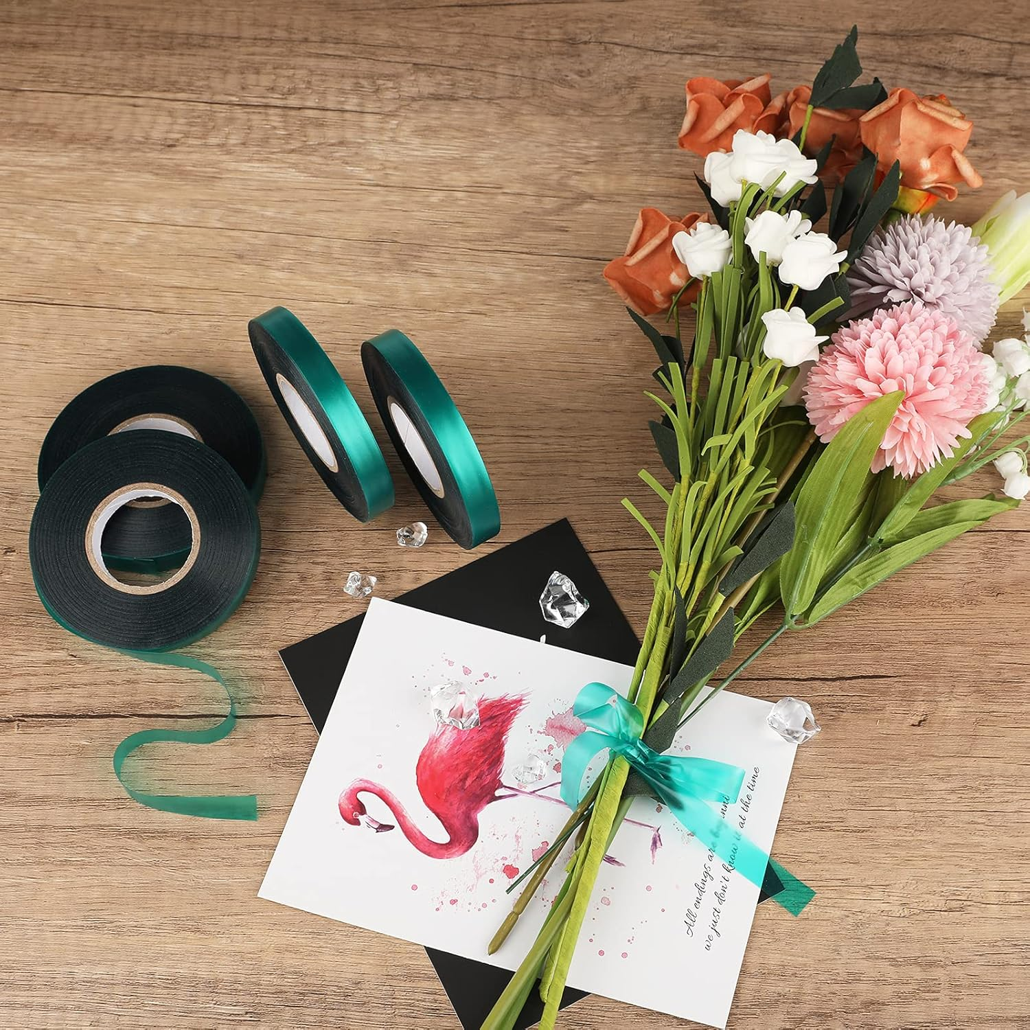 KINGLAKE GARDEN Stretch Tie Tape Roll-2 Rolls Total 295 Feet 1/2" Green Plant Garden Tie for Branches, Climbing Planters, Flowers image number 5