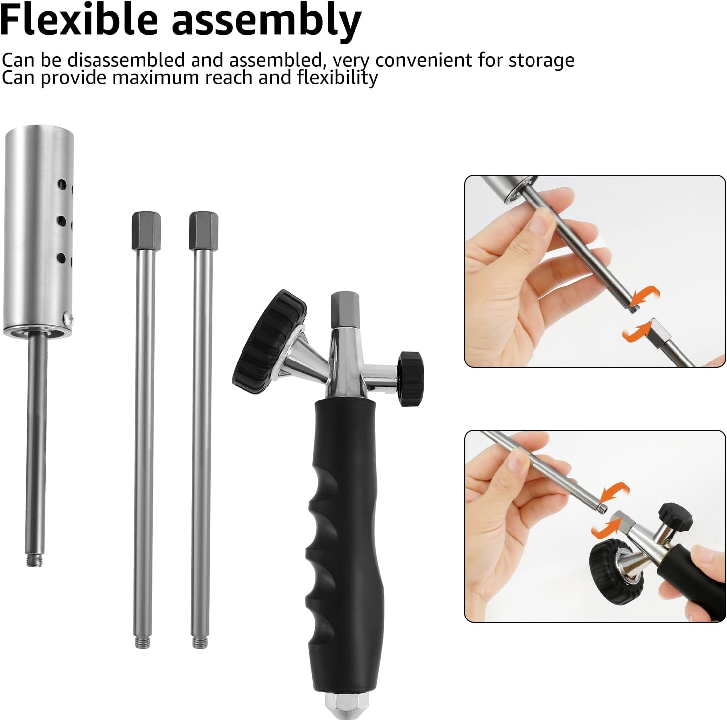 Torch Weed Burner Kit Weed Torch Burner Removable Blow Torch Blow Torch with 2 Poles Multifunctional Flamethrower Safe Weed Burner with Nonslip Rubber Handle for Outdoor Camping image number 4