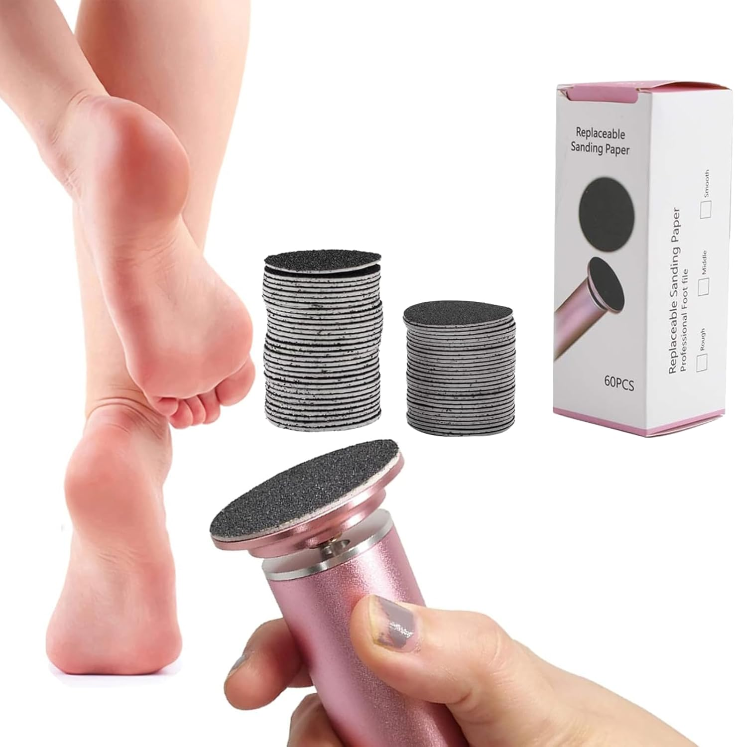 60 Pieces Foot File Replacement Sandpaper Discs for Electric Callus Removal Tool image number 5