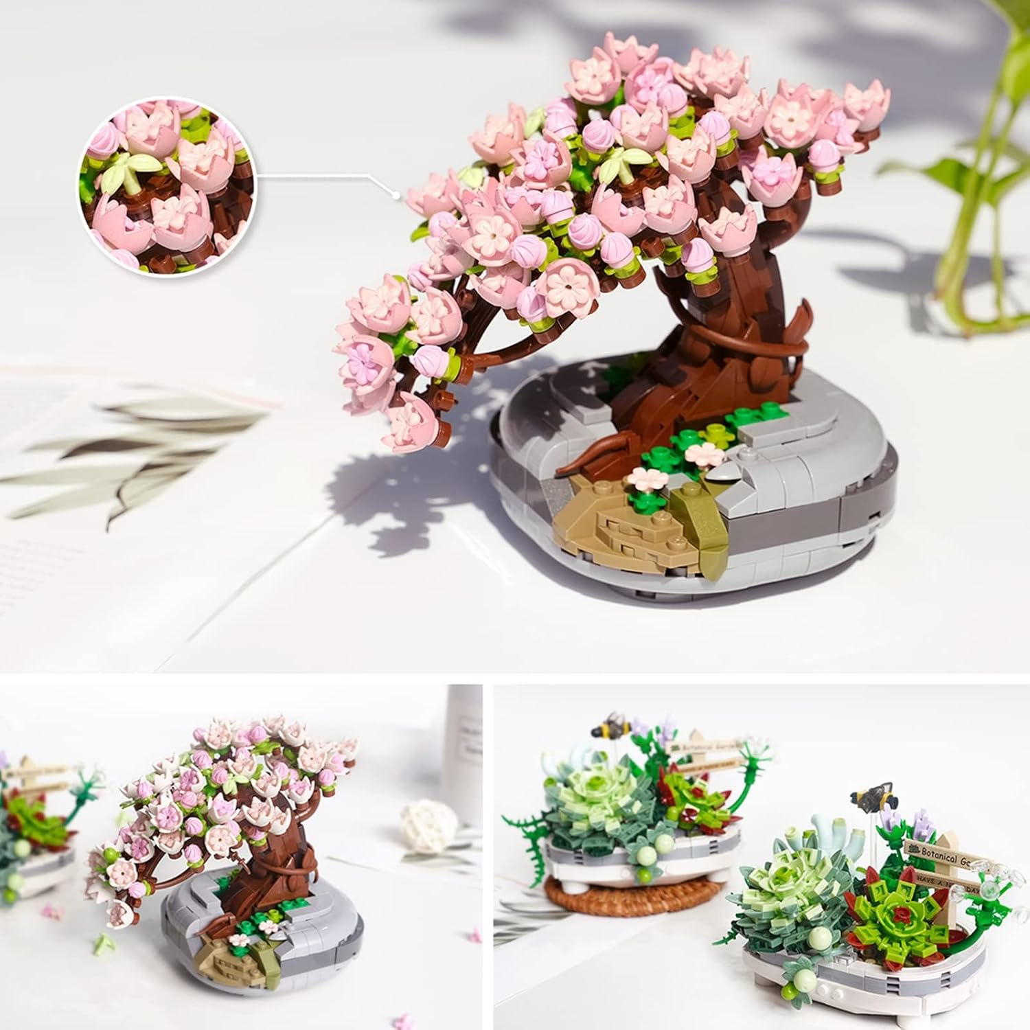 Mini Bricks Flowers Bonsai Model 426 Pcs Creative DIY Simulation Mini Particle Flower Botanical Collection Construction Building Toy image number 6
