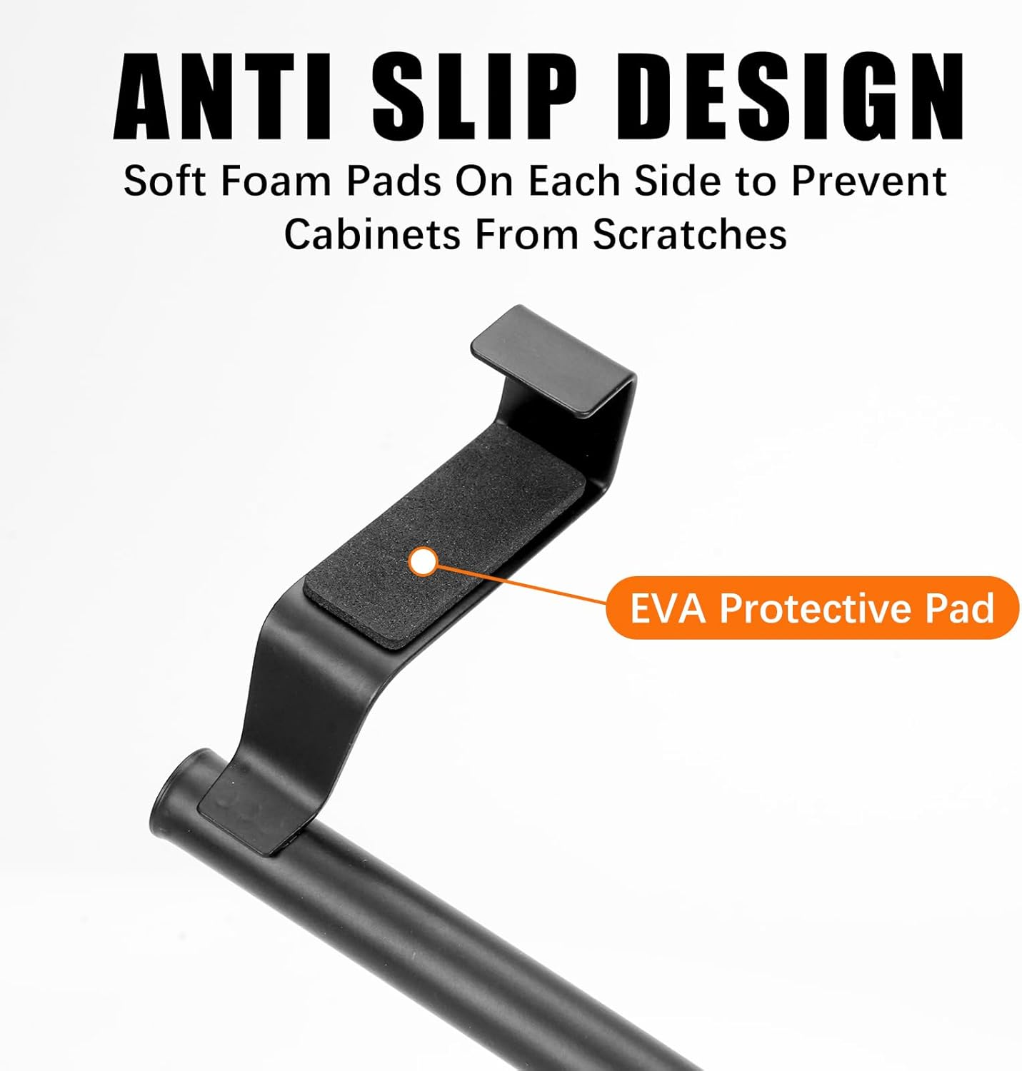 RETON 3 PCS over Door Towel Rack, 9.25 Inch Stainless Steel Cabinet Towel Hanger, Kitchen Towel Bar Holder with Anti-Slip Pads, No Drilling Required (Black)