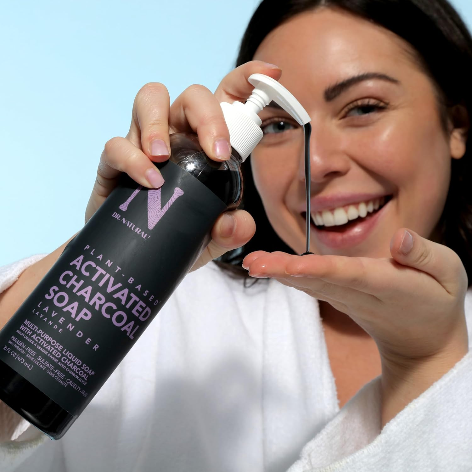 Dr. Natural Activated Charcoal Liquid Soap - anti Acne and Blemishes - Deep Cleansing Body Wash - Gentle Body Soap for Clear Skin - Lavender - 473 Ml image number 5