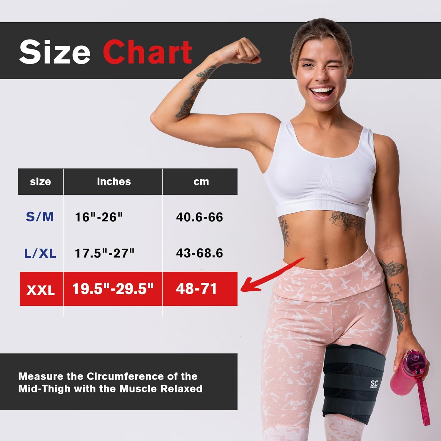 Stone and Clark Thigh Brace Support - Adjustable Fit Thigh Compression Sleeve for Men & Women - Groin Brace, Thigh Wrap Ideal for Muscle Recovery, Sports and Injury Prevention - XXL image number 2