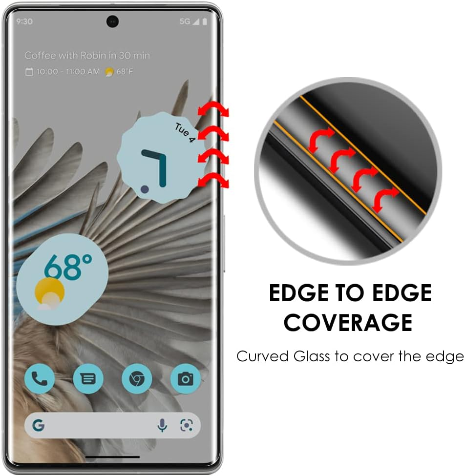 [3 Pack]Pixel 7 Pro Screen Protector Tempered Glass, Akcoo UV Full Screen Adhesive [LOCA Liquid Tech][Fingerprint Sensor Compatible] Glass Protector for Google Pixel7 Pro 5G - For Pixel 7 Pro (Hd Glass) image number 3