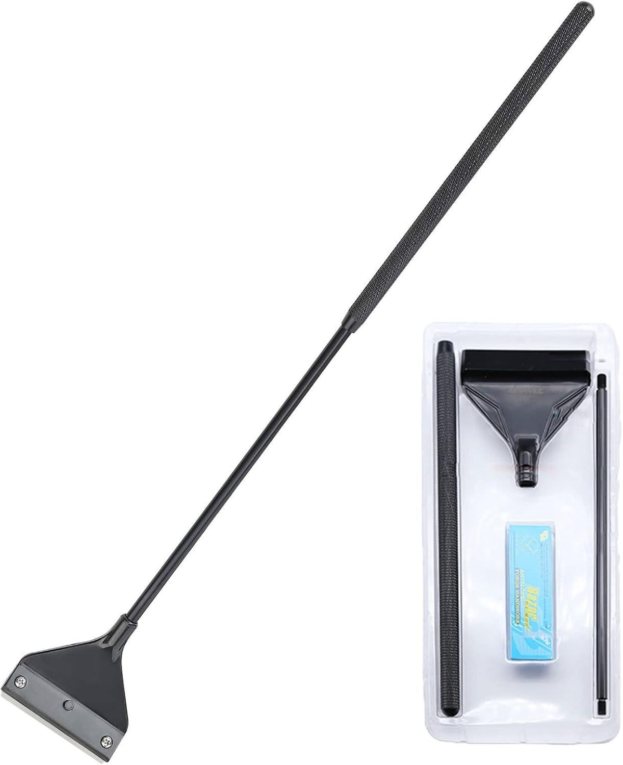 Zalati Algae Scraper Fish Tank Algae Cleaner Tool Set with 10Pcs Blades Stainless Steel for Glass Aquarium Tank image number 1