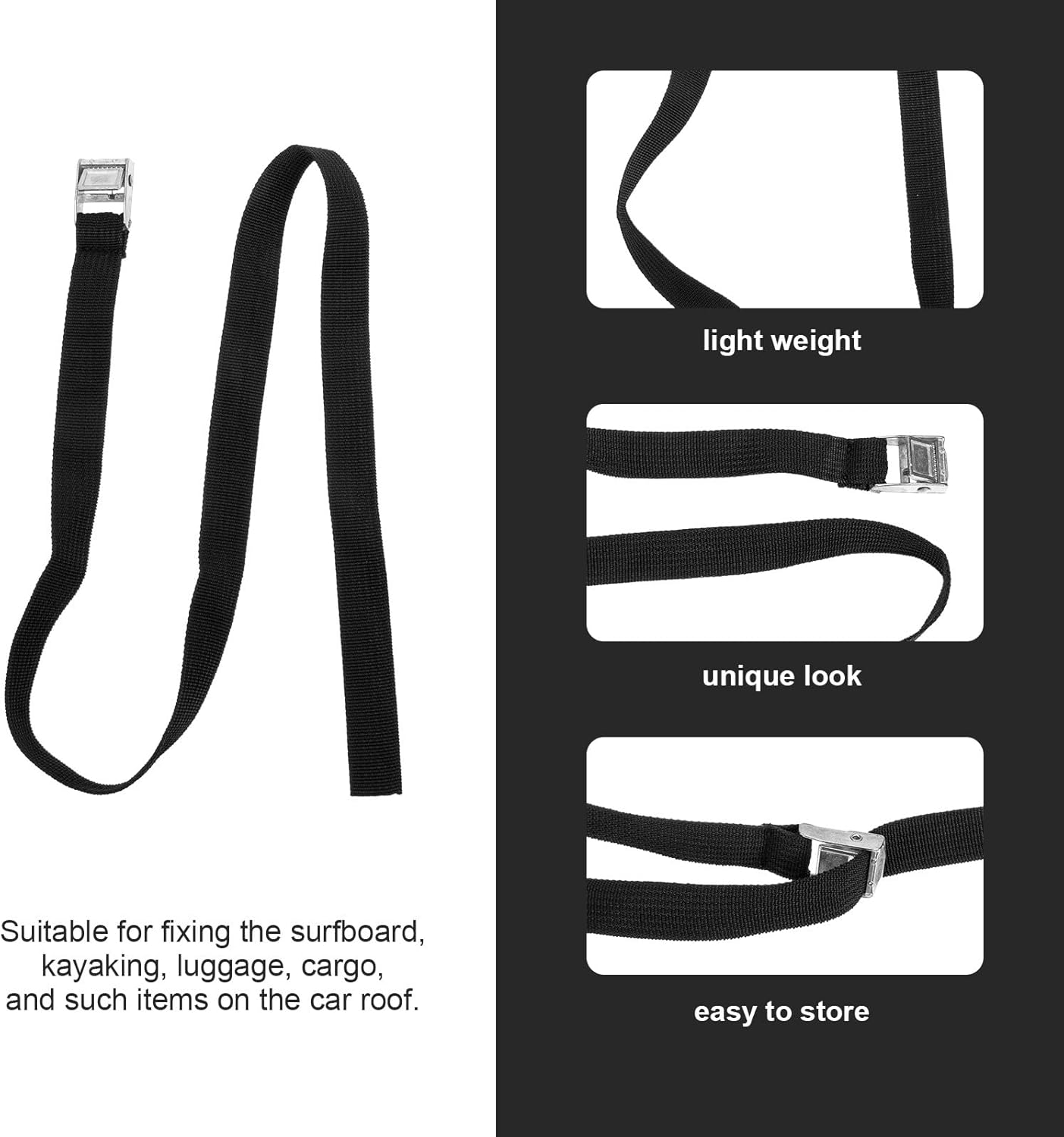 GRIRIW 2Pcs Outdoor Luggage Packing Strap with Quick-Release Buckle, Travel Suitcase Fixing Belt and Surfboard Roof Rack Strap for Secure Bundling and Travel Gear image number 3