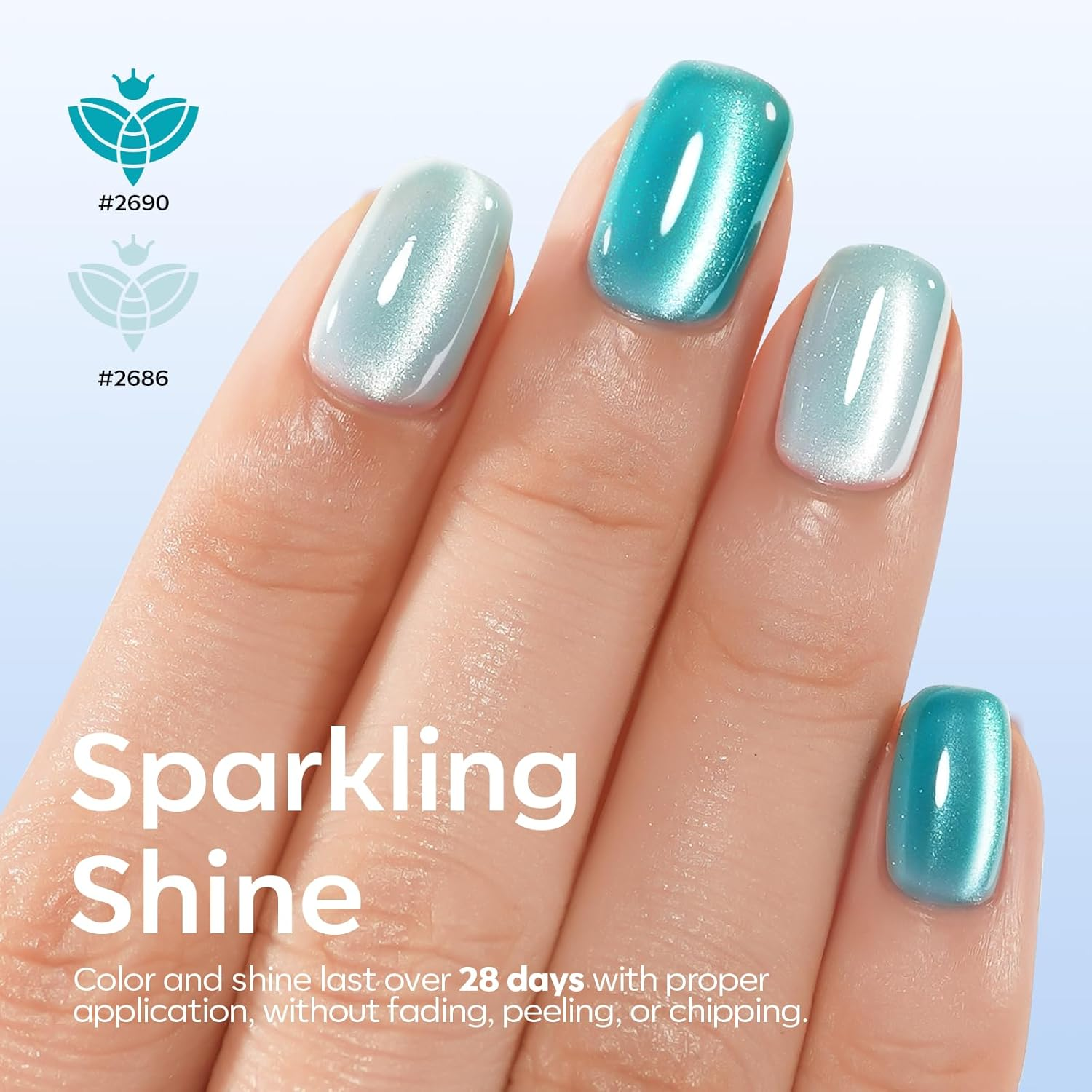 Modelones Cat Eye Gel Nail Polish Set, 6 Colors Light Baby Blue Green 9D Cat Eye Glitter Gel Polish with Magnetic Stick Summer Soak off LED Manicure DIY Salon Gift Starter Kit