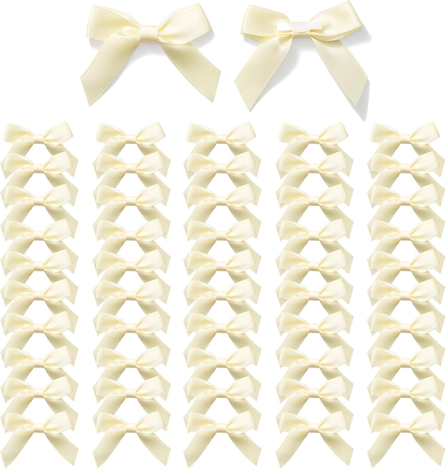 MORSUNBELA 50 Mini Bows,Self-Adhesive Bows Decorations for Party,Gift Wrapping,Crafting,Weddings Cake Decor,Diy Projects,Small Bow,Gold