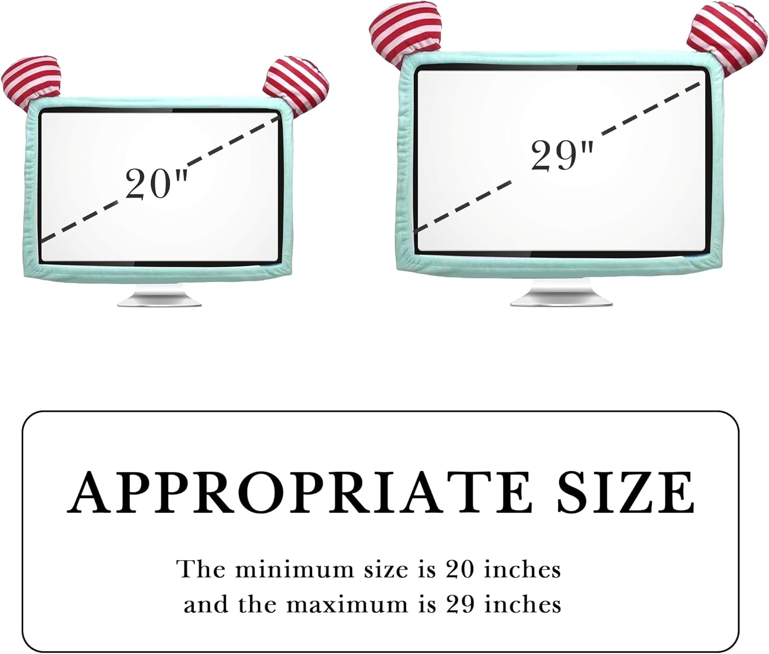 Reignsword Lovely Computer Monitor Cover, 20''-29'' Cute Striped Elastic Monitor Dust Cover, TV LCD Screen Monitor Decoration for Tablet (Green) image number 4