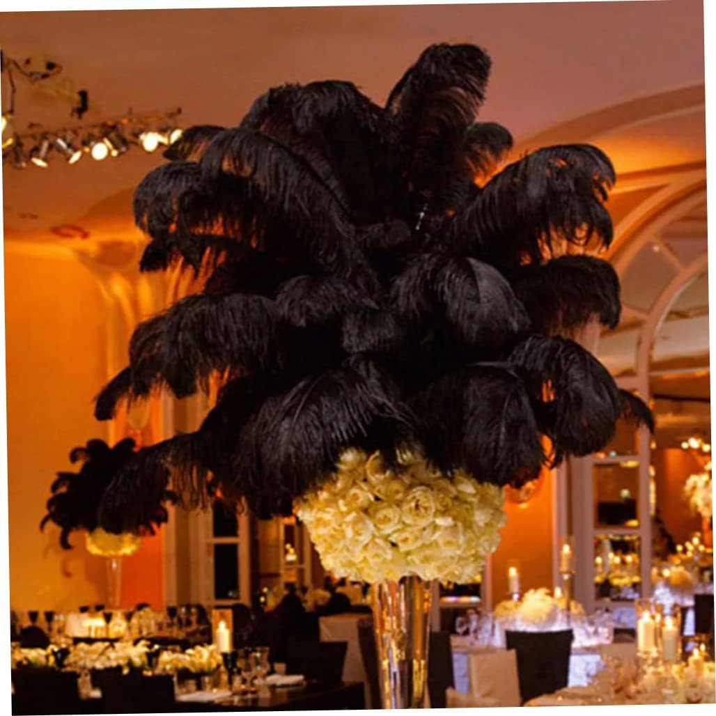 Artificial Ostrich Feathers Crafts DIY Plume Feahter for Wedding Christmas Decoration 3PCS Black Summer Home Use - Gold image number 4