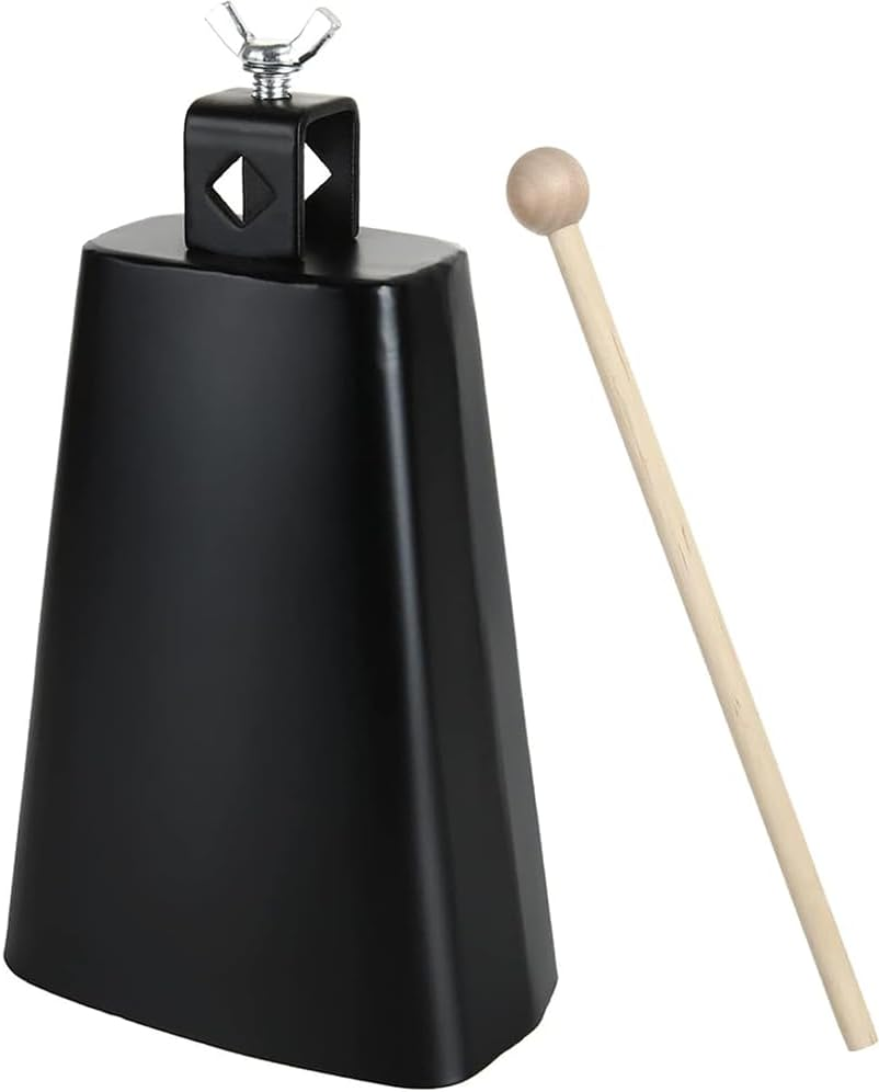 7 Inch Large Cowbell Sounder, Hand-Struck Metal Steel Cowbell with Mallet for Percussion, Sporting Events, Weddings, Parties, Concerts, Etc. (Black) image number 4