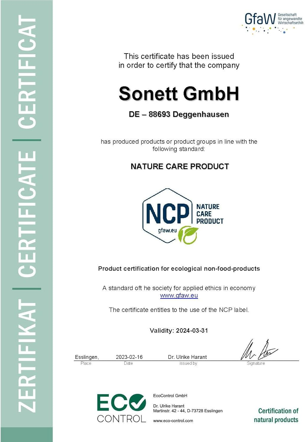 Sonett Sensitive Olive Laundry Liquid for Wool and Silk, 1 Liters image number 1