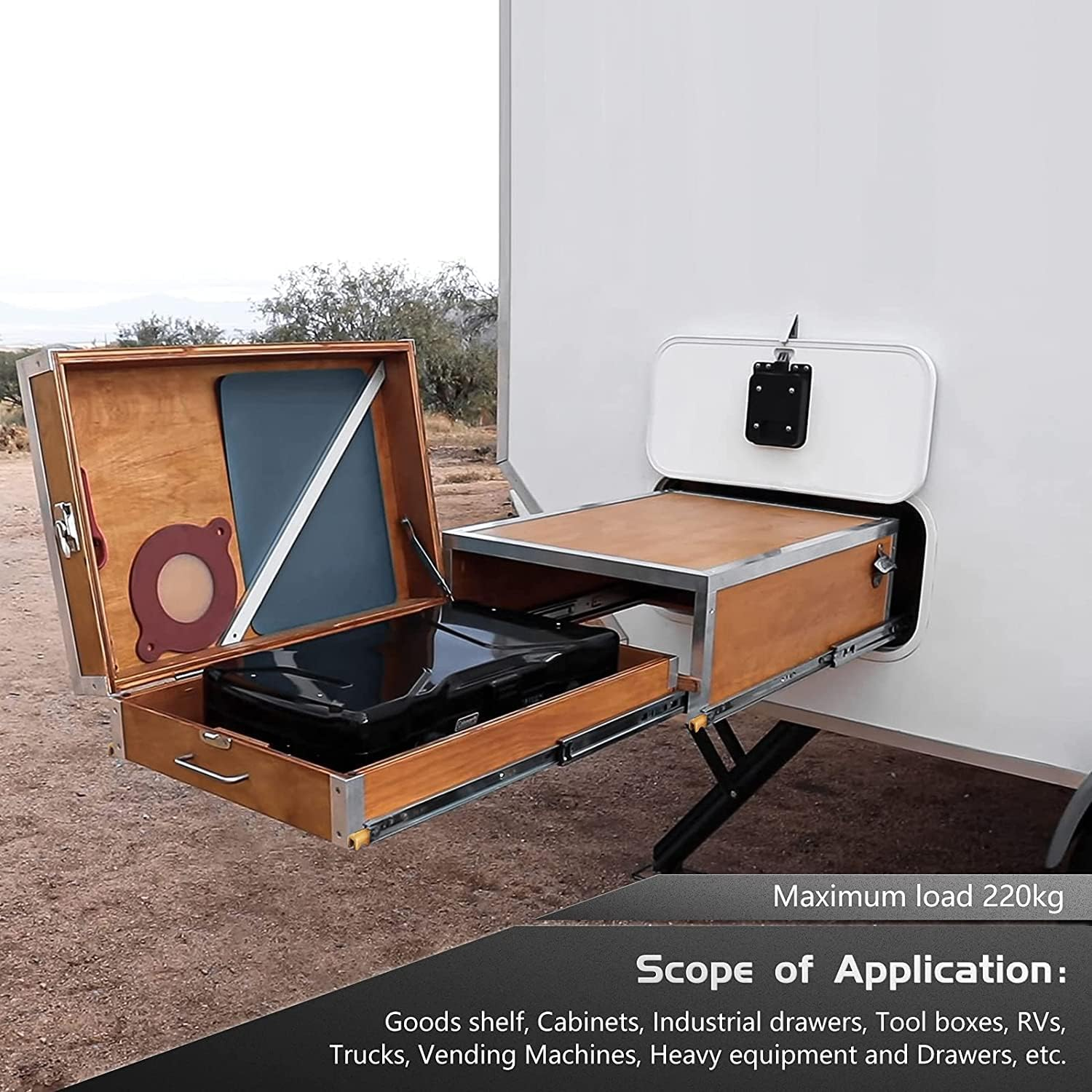 TRUSLIDE&reg; Locking Drawer Slides 227KG Heavy Duty Draw Slide (1100Mm (2200Mm Extended)) image number 3