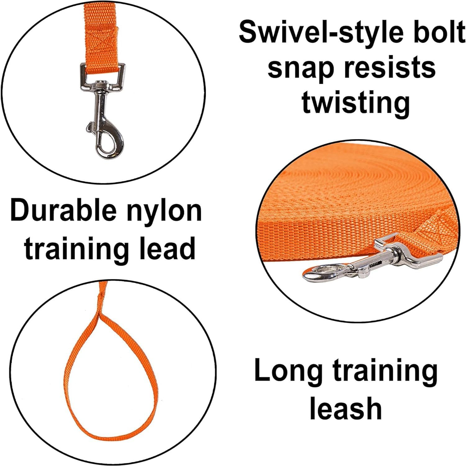 Dog/Puppy Obedience Recall Training Agility Lead 15Ft Long Nylon Training Dog Leash for Small Medium Large Dogs (Orange, 15Ft) image number 5