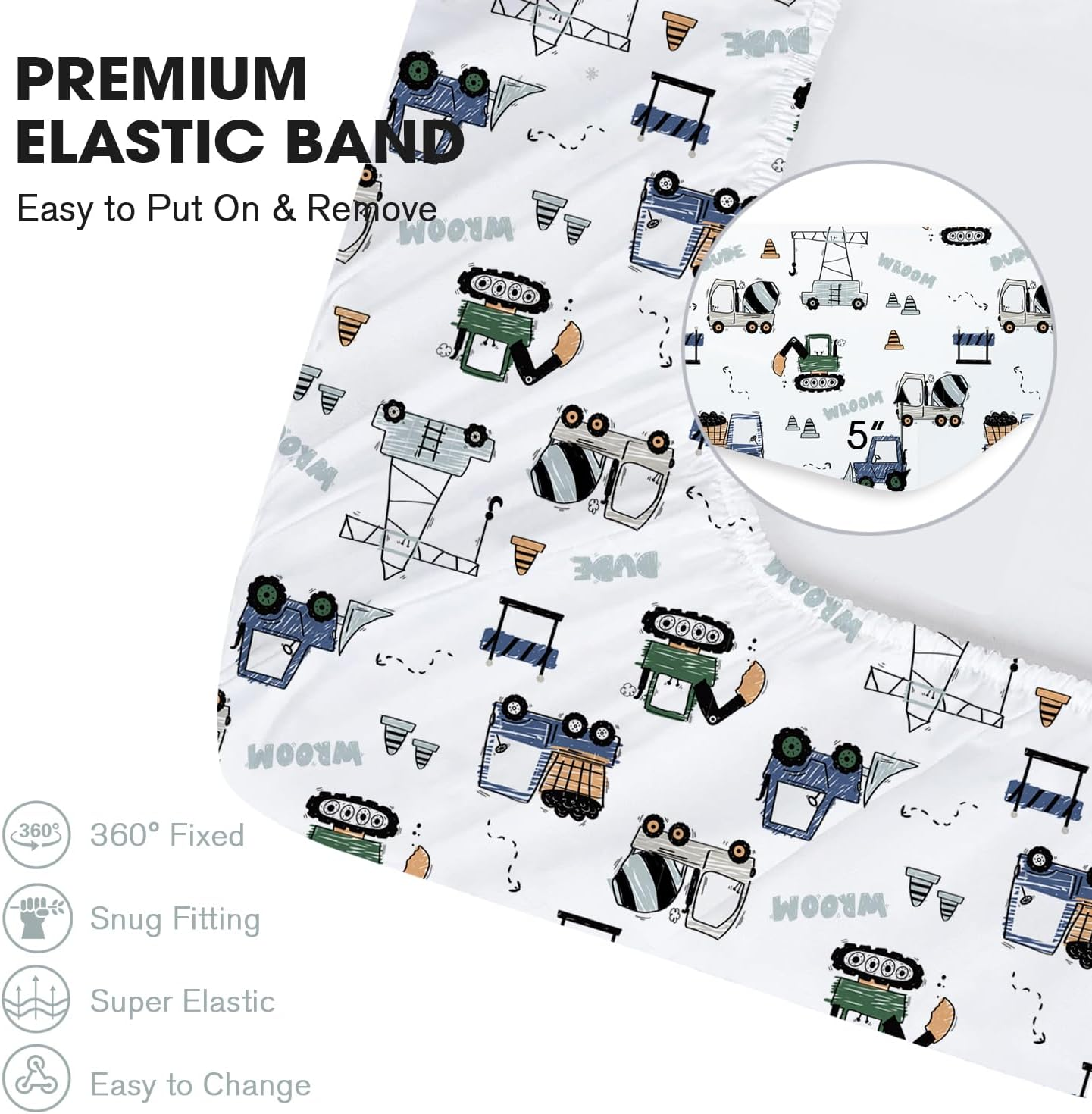 Little Grape Land Cot Sheets for Boys Girls, Baby Cot Sheets Fitted 2 Pack for Standard Cot and Toddler Bed Mattress,132X71 Cm Soft Microfiber Cot Mattress Cover with Cute Patterns(Navy Truck) - 2Pink Floral image number 7