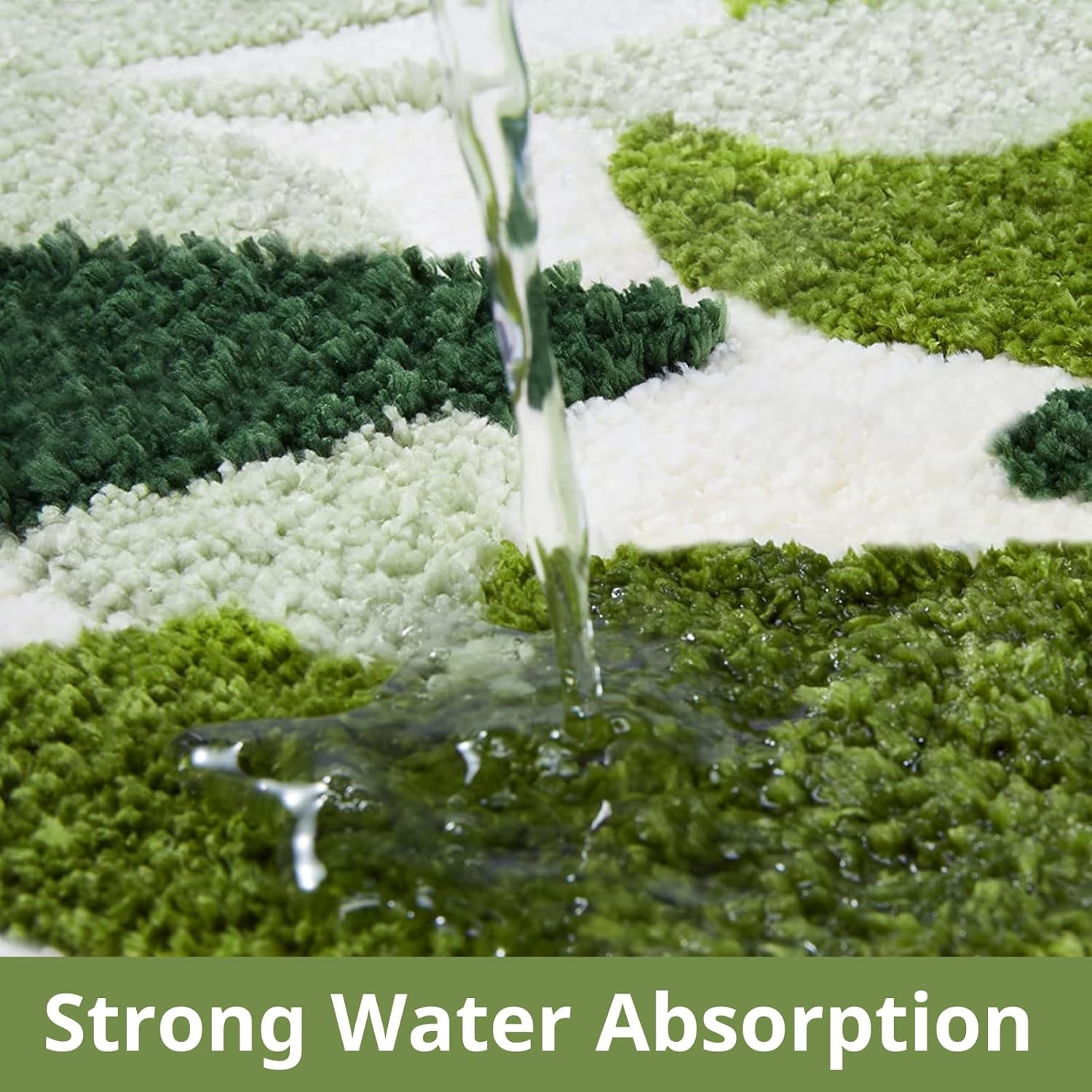 Bathroom Rugs, Non-Slip Bath Mat, 40 X 60 Cm, Extra Soft Bathroom Mat, JOMWEN Super Absorbent Fluffy Floor Rug for Bathroom,Tub, Shower Room, 16"X24" (Green) image number 4