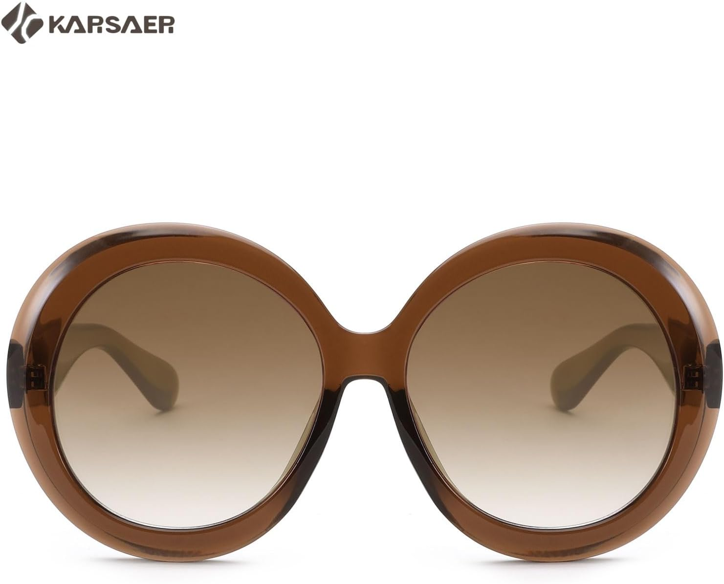 Karsaer Retro Oversized round Sunglasses Women & Men, 70S 80S Fashion Trendy Big Shades K7155 - Green/Black image number 5